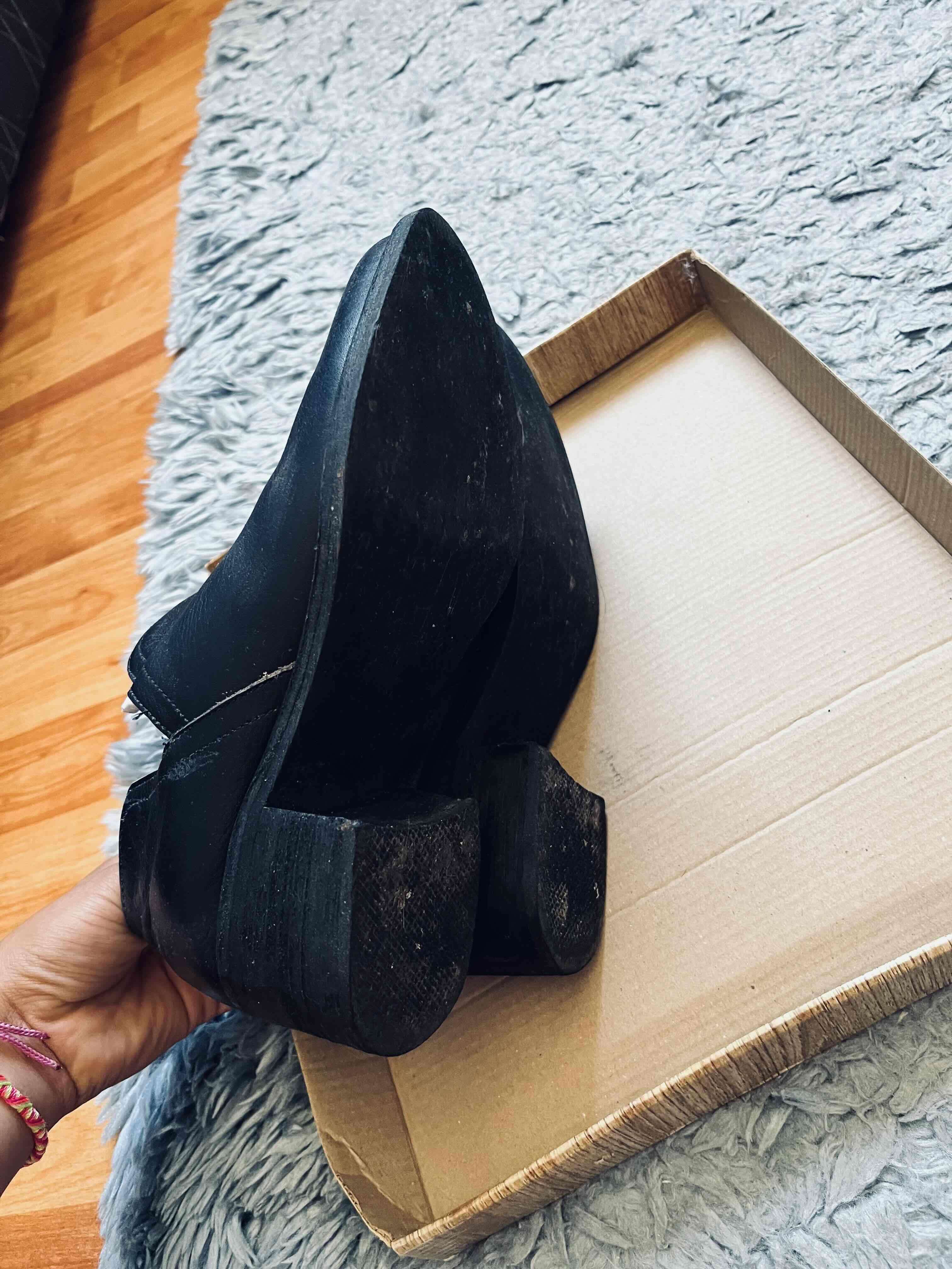 Botines de cuero negro talla 37 24.5cm pie - miniatura 4