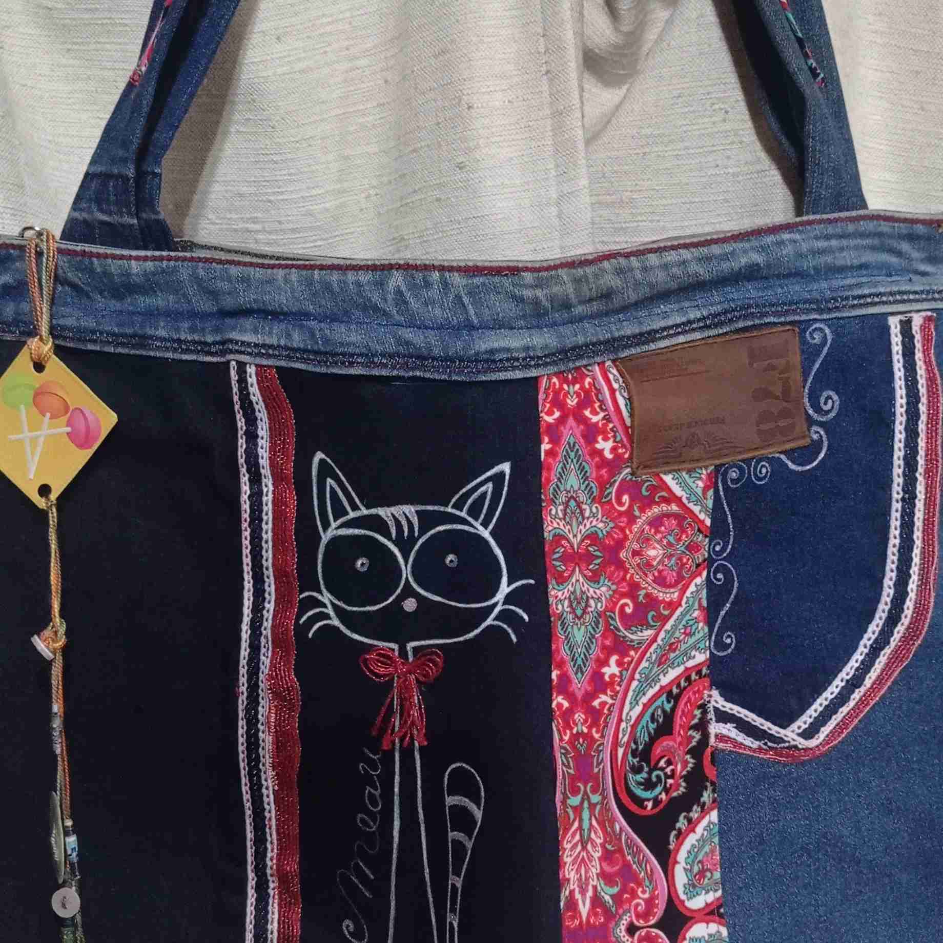 Bolso reciclado de jeans azul - miniatura 2