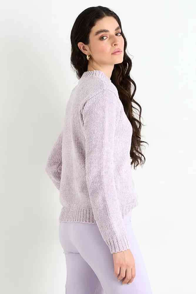 Sweater lila de lana suave talla XL marca IO - miniatura 3