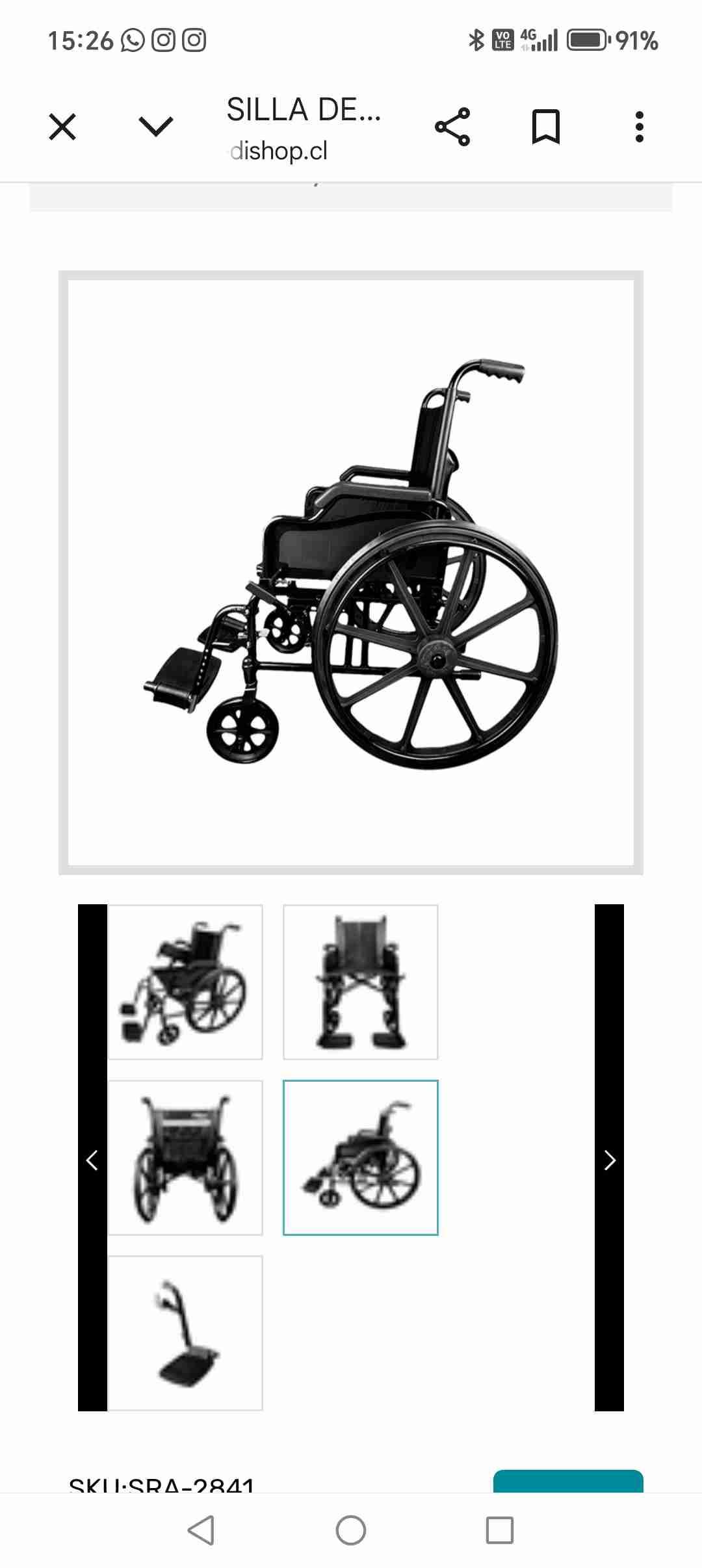 Silla de ruedas plegable negra - 3