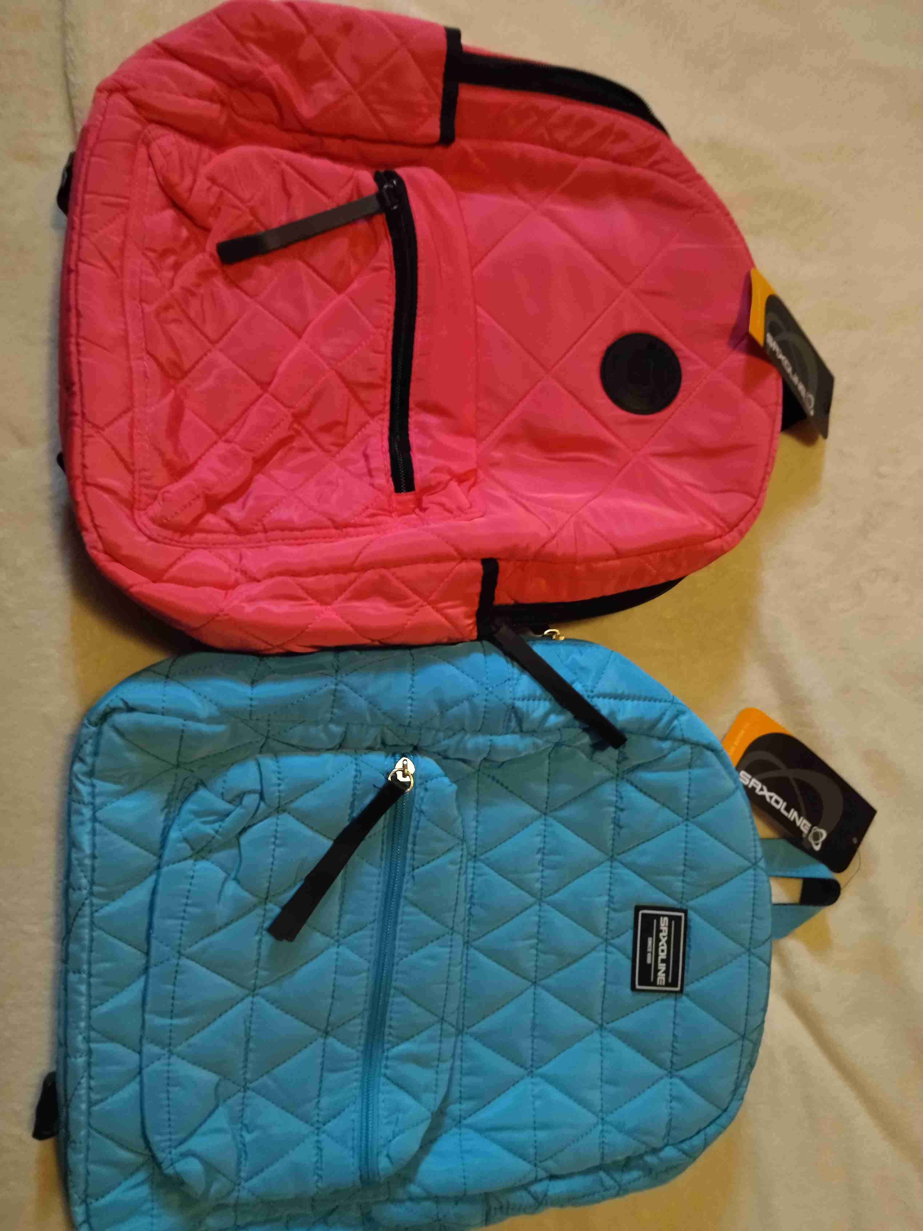 Mochilas acolchadas rosa y celeste - 1