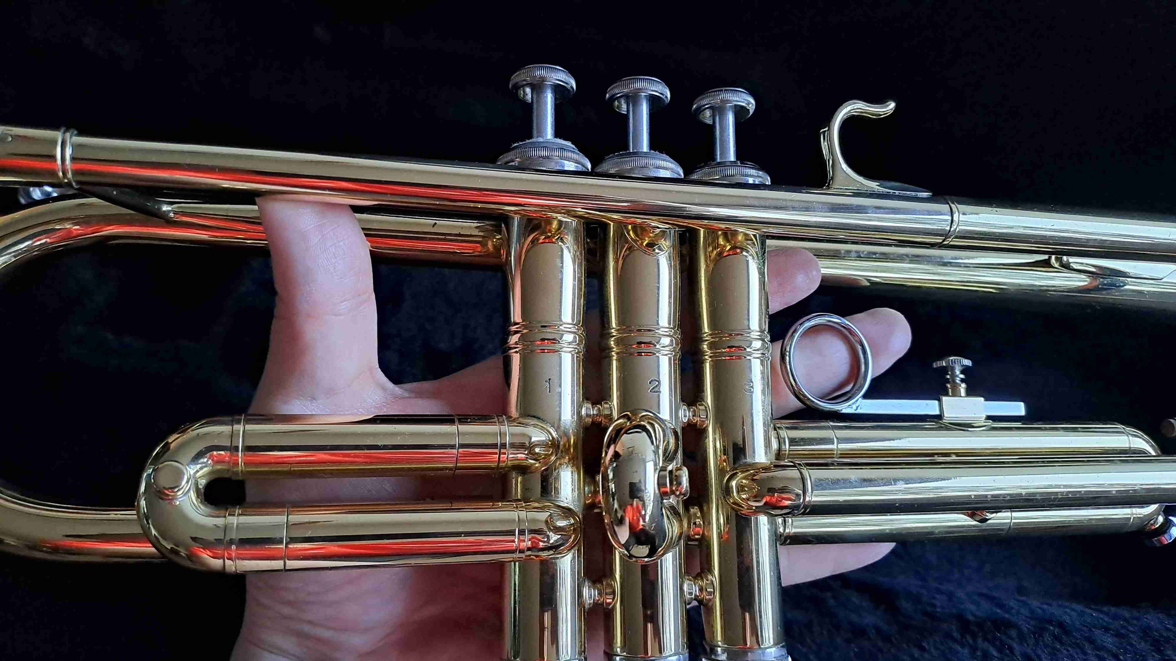 Trompeta dorada Omega con estuche - 2