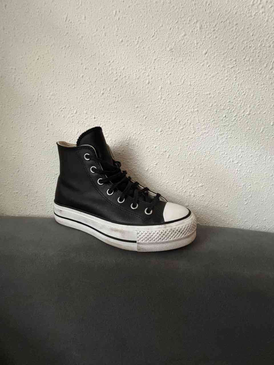 Zapatillas altas negras de cuero - 1