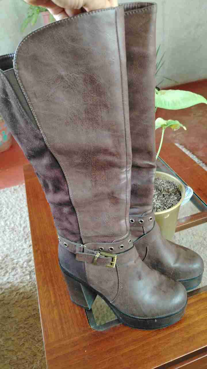 Botas altas de cuero palazzio marrón - miniatura 3