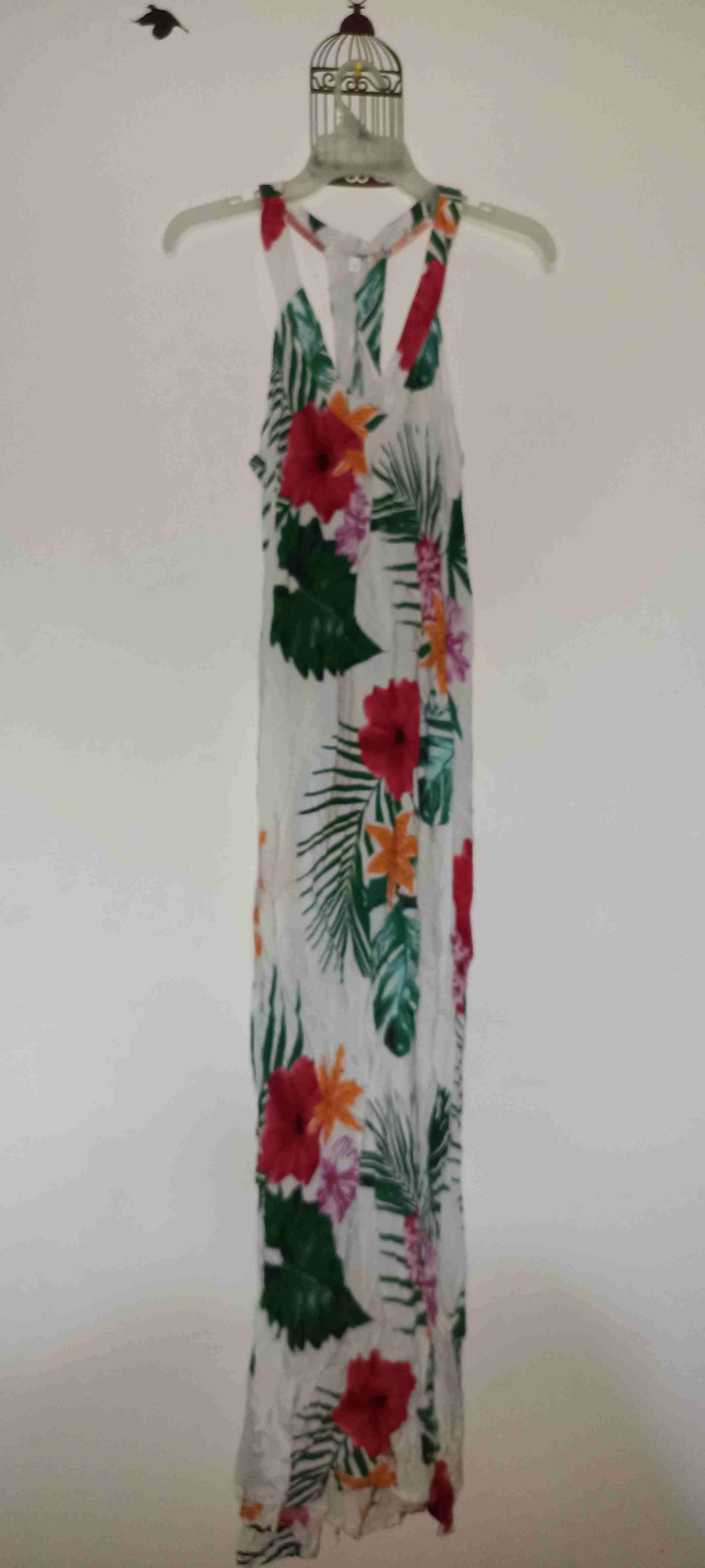 Vestido largo floral tropical - 1