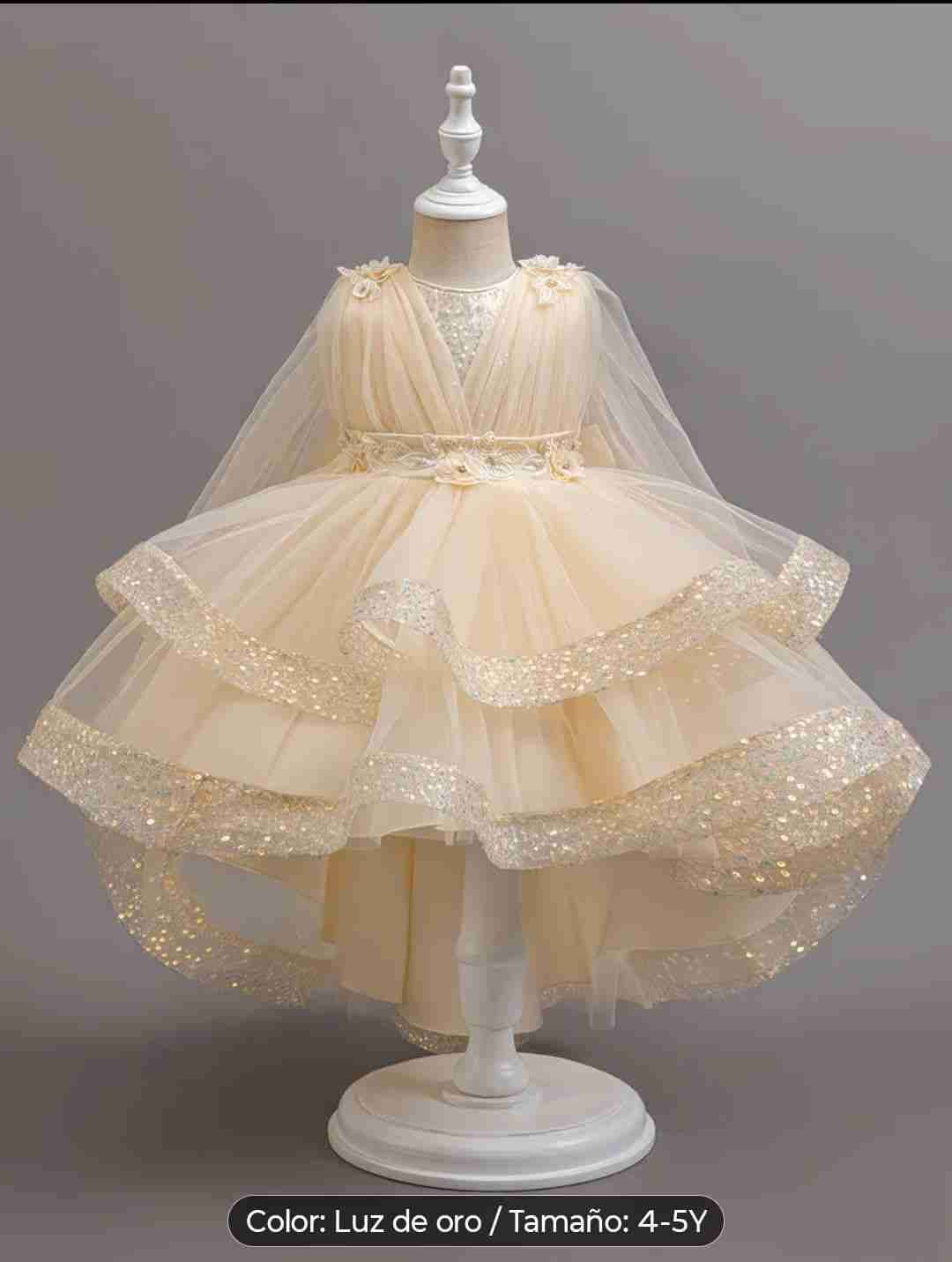Vestido beige para niña Talla 4 a 5 años - miniatura 1