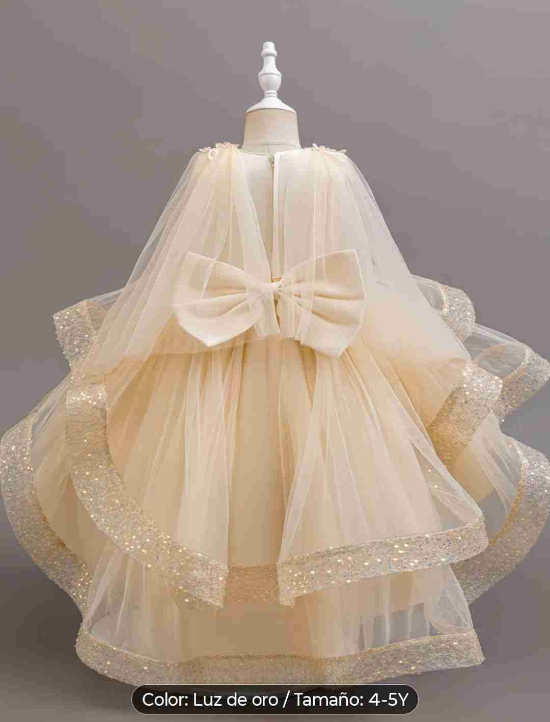 Vestido beige para niña Talla 4 a 5 años - miniatura 2