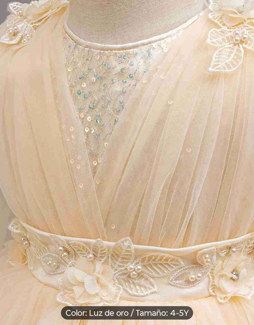 Vestido beige para niña Talla 4 a 5 años - miniatura 3