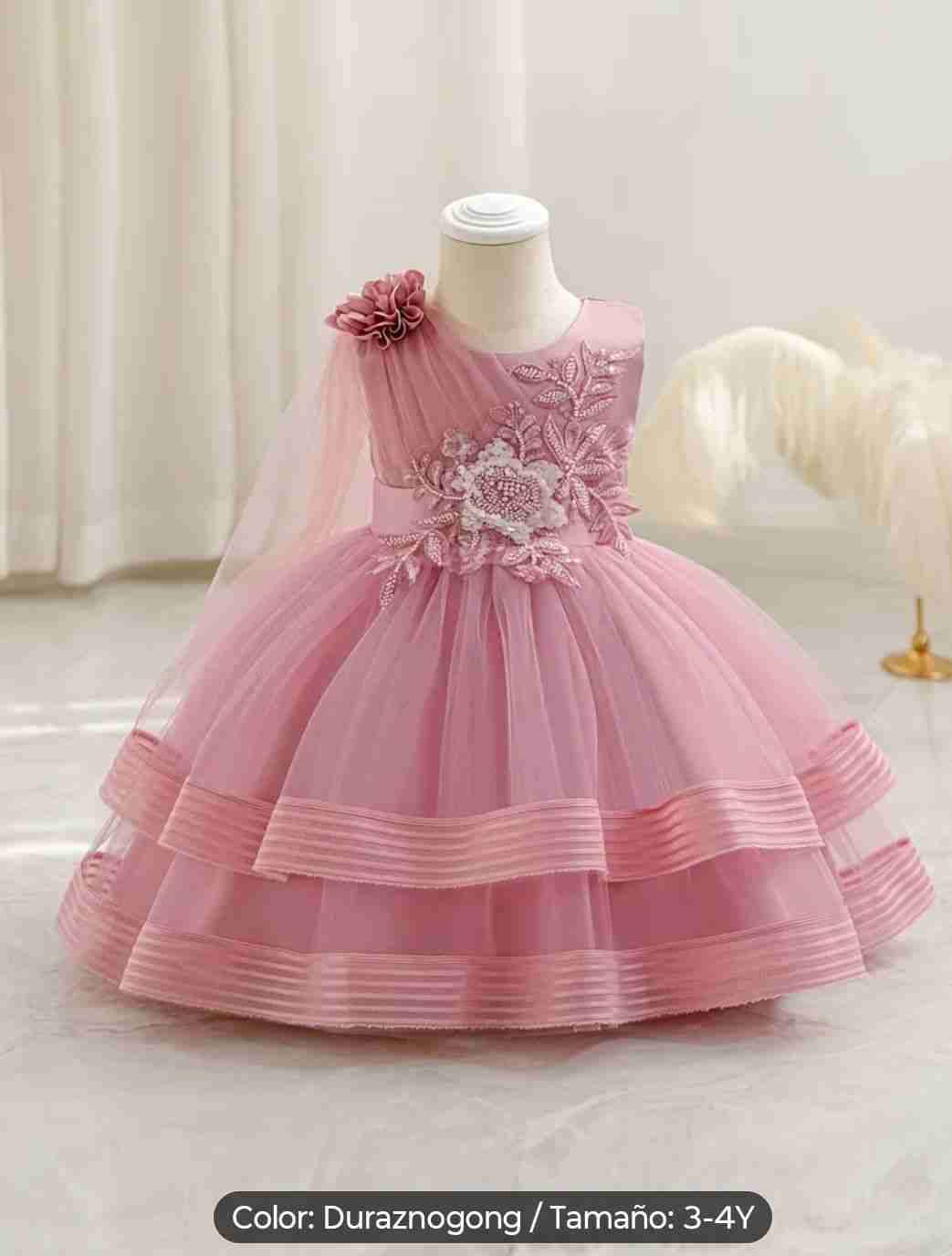 Vestido de fiesta rosa niña Talla 3 a 4 años - miniatura 1