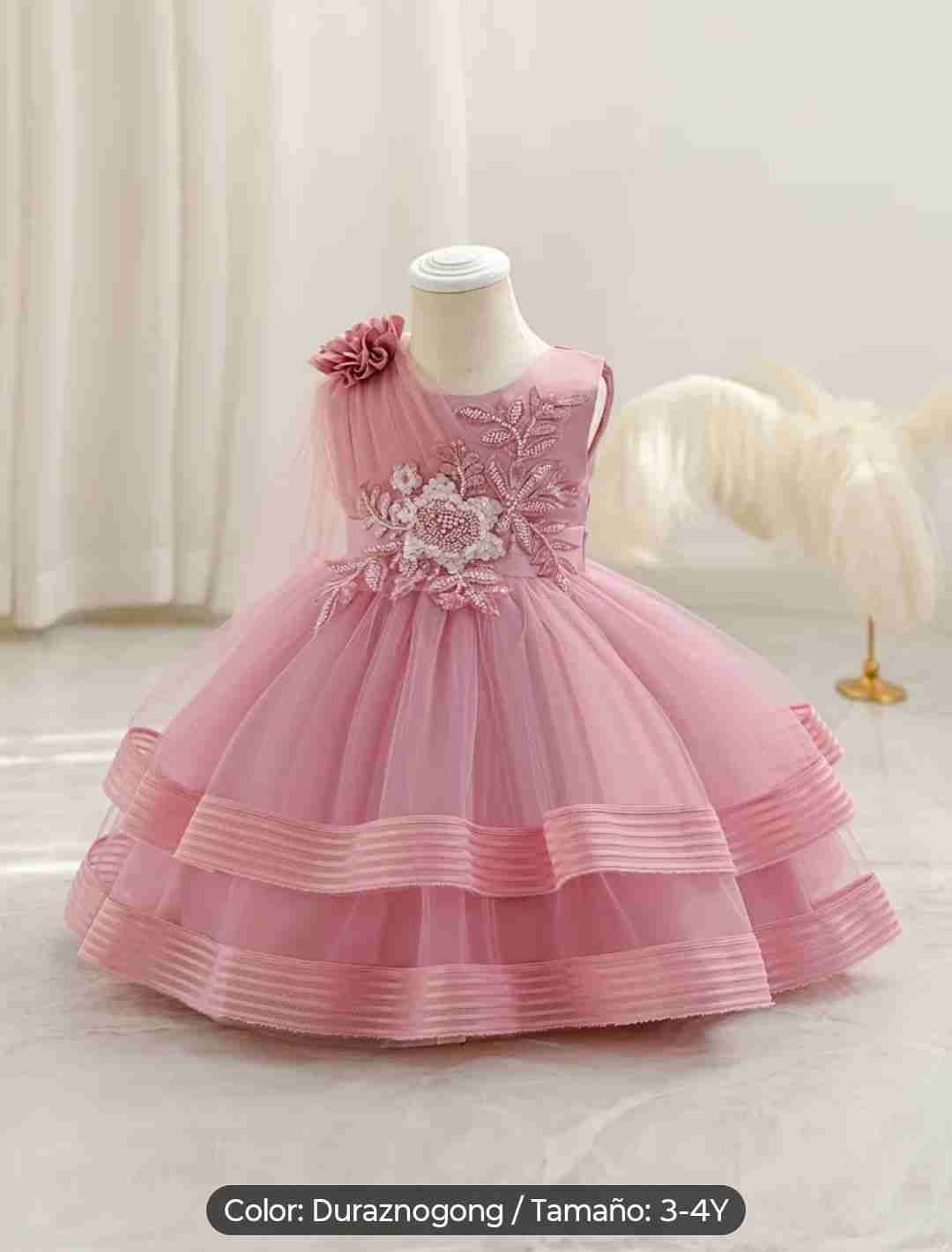 Vestido de fiesta rosa niña Talla 3 a 4 años - miniatura 4
