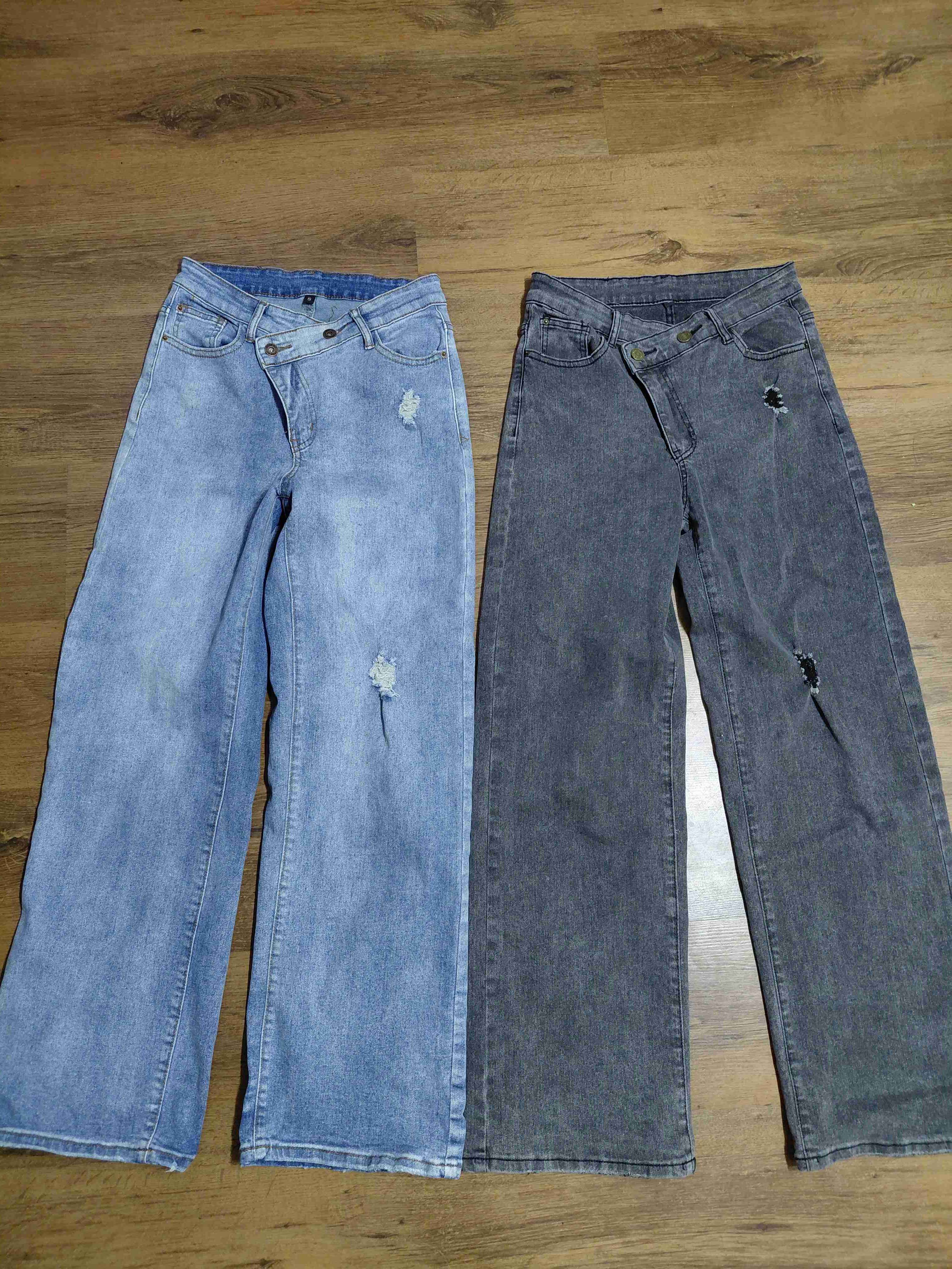 Jeans desgastados azul y gris - 1