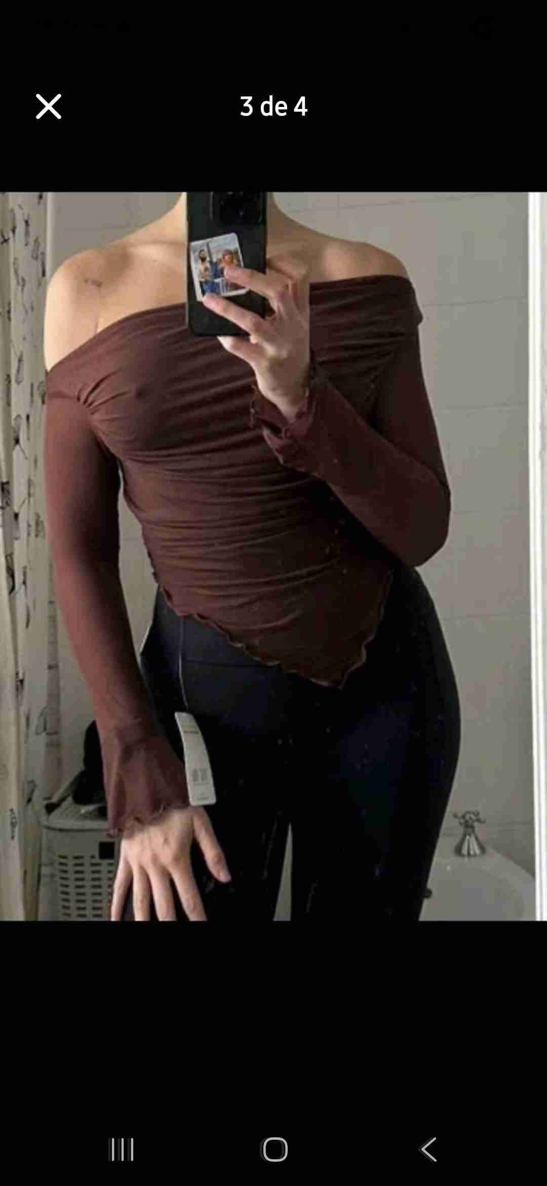 Top manga larga marrón - miniatura 2