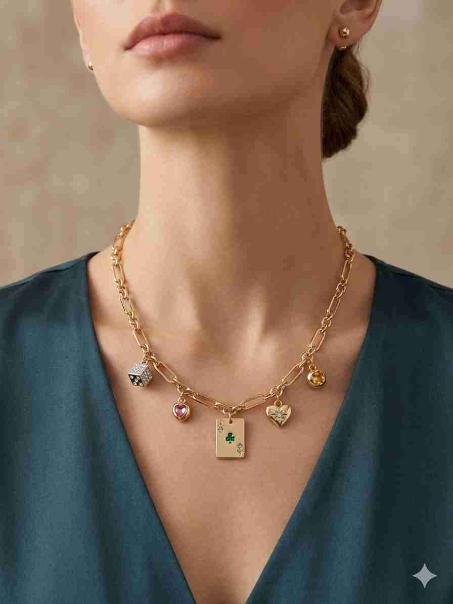 3 Collares dorados con dijes - miniatura 3