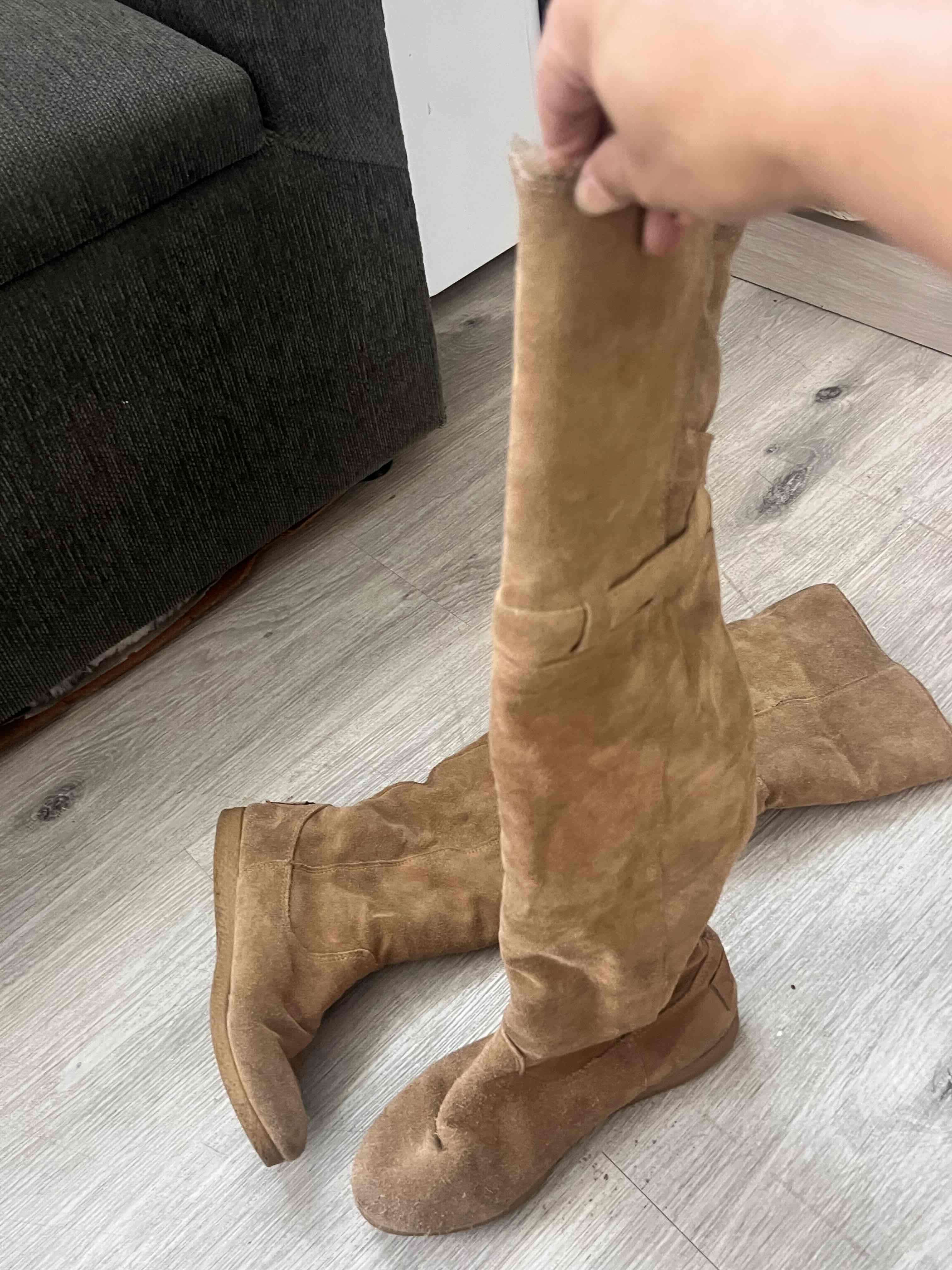 Botas musleras beige de gamuza - miniatura 3