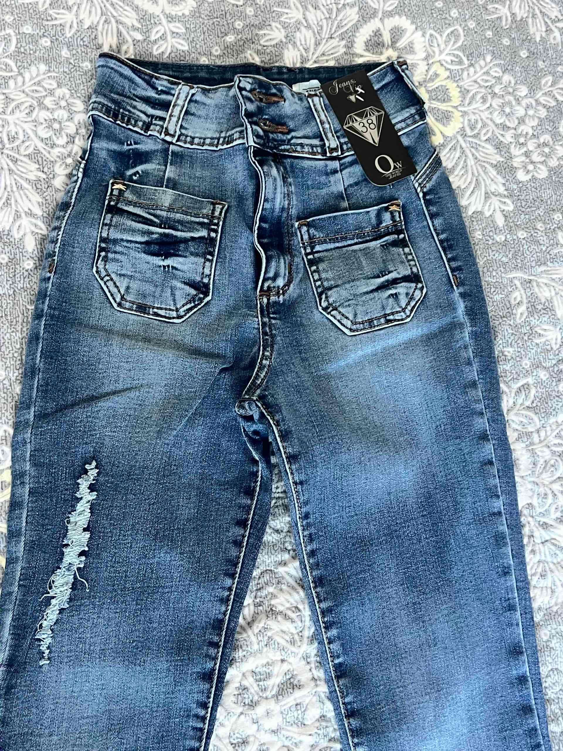 Jeans azul desgastados para mujer nuevo - miniatura 3