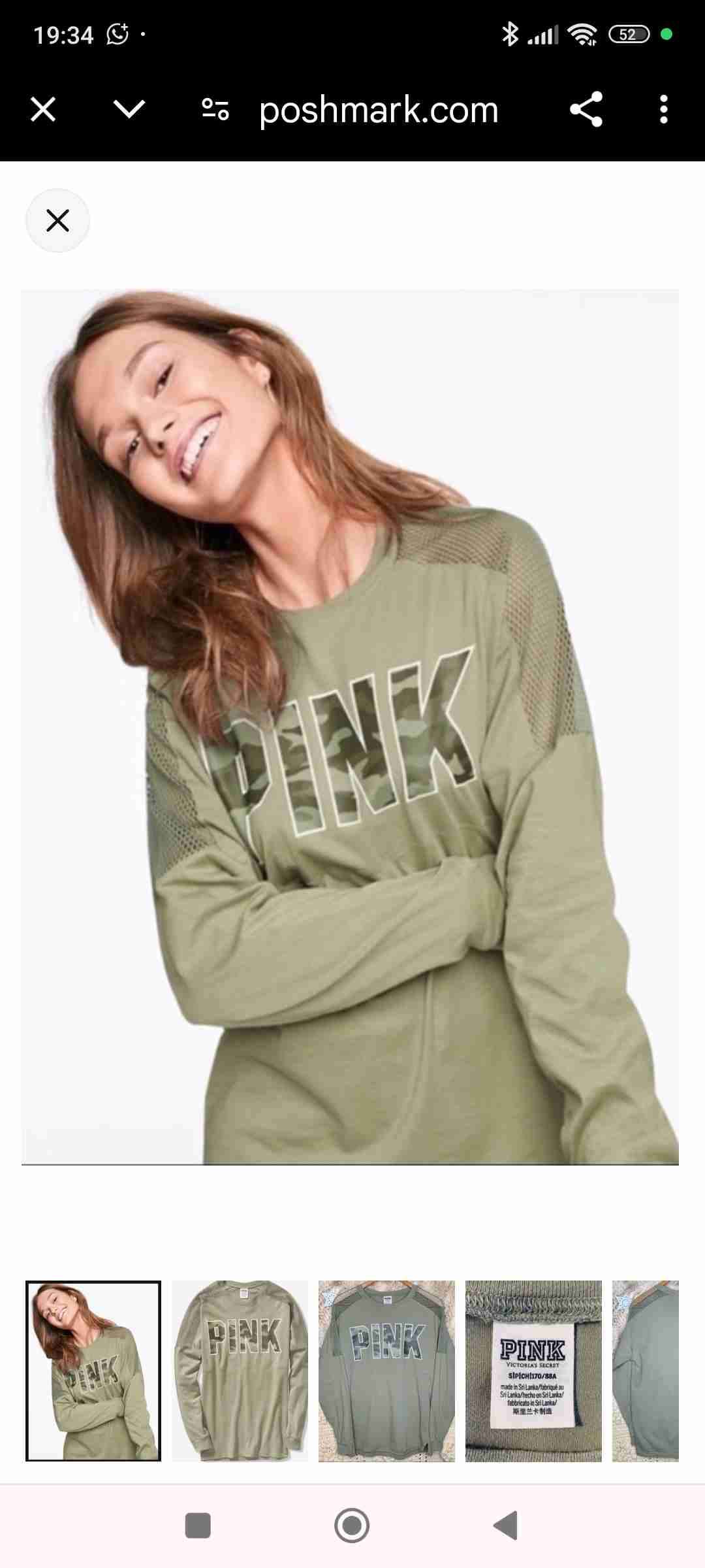 Polera verde PINK manga larga, - 1