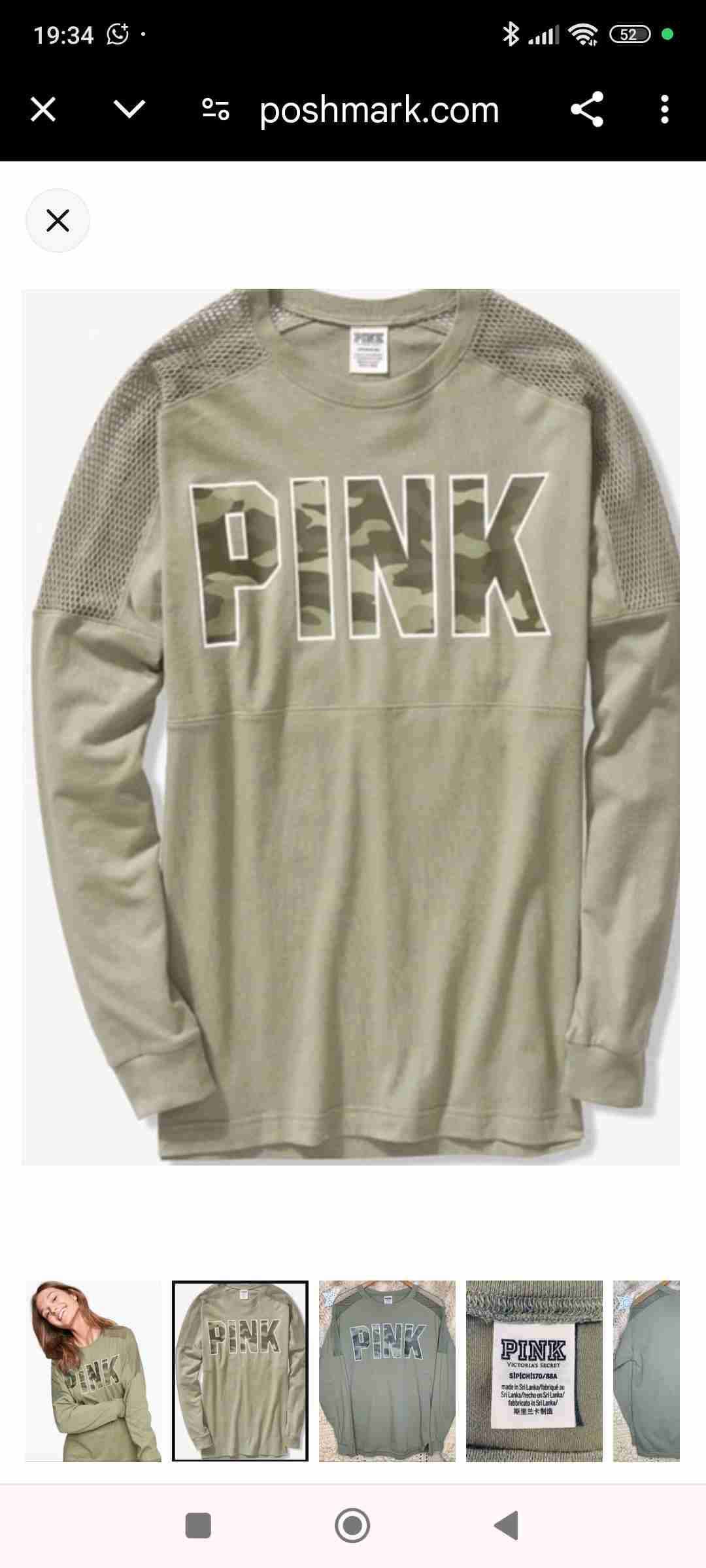 Polera verde PINK manga larga, - 2