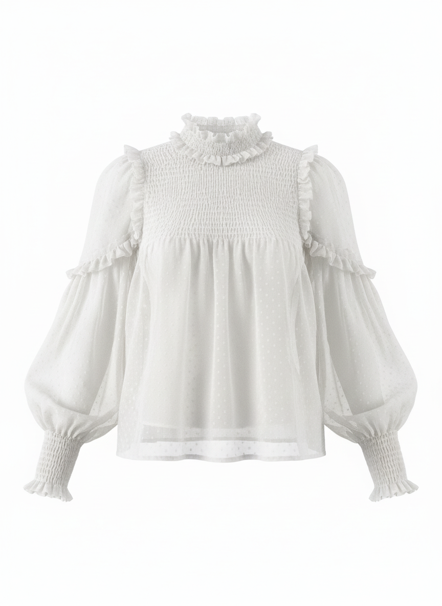 Blusa Blanca Otoñal Romántica Zara - 1