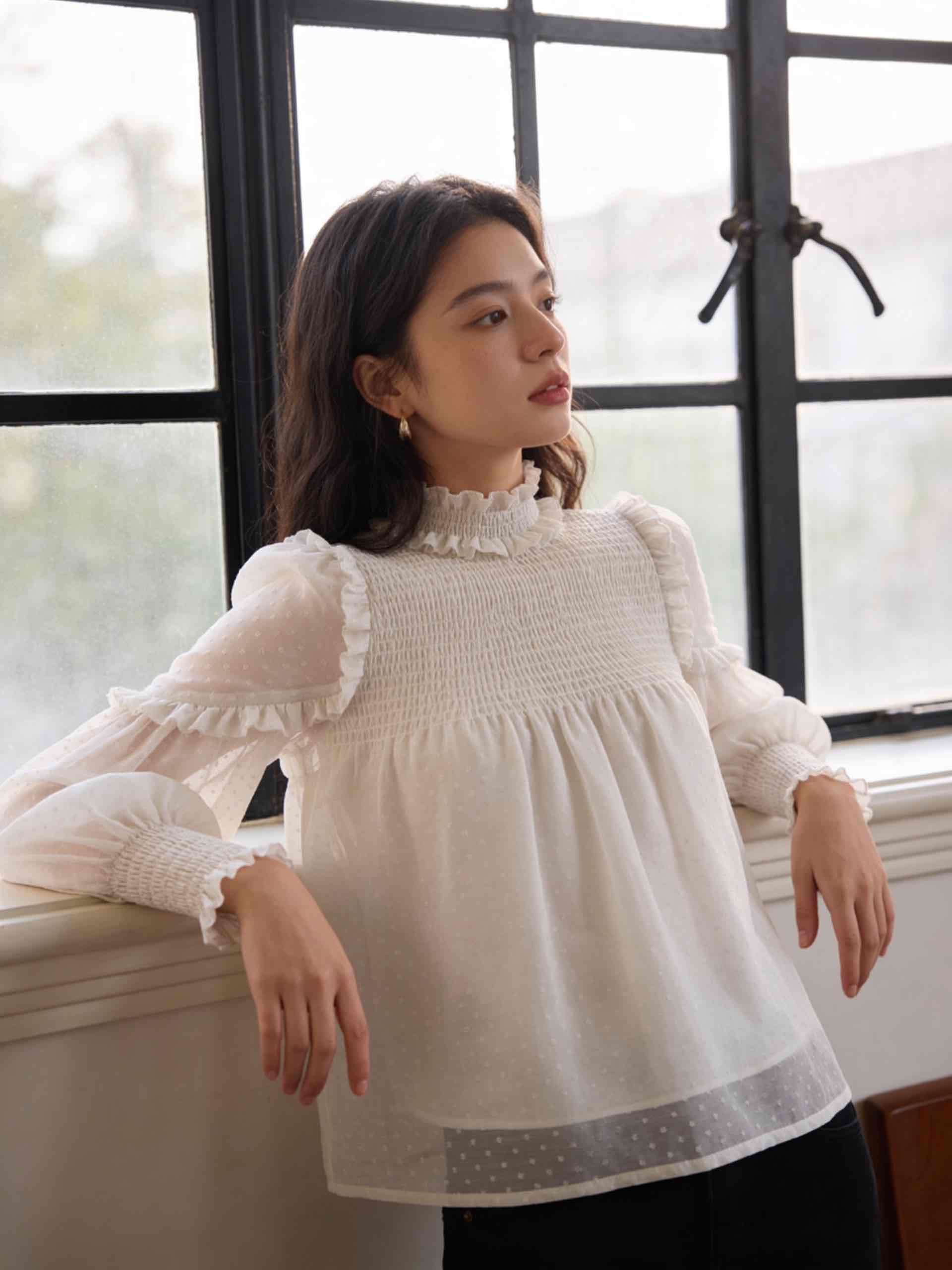 Blusa Blanca Otoñal Romántica Zara - 2