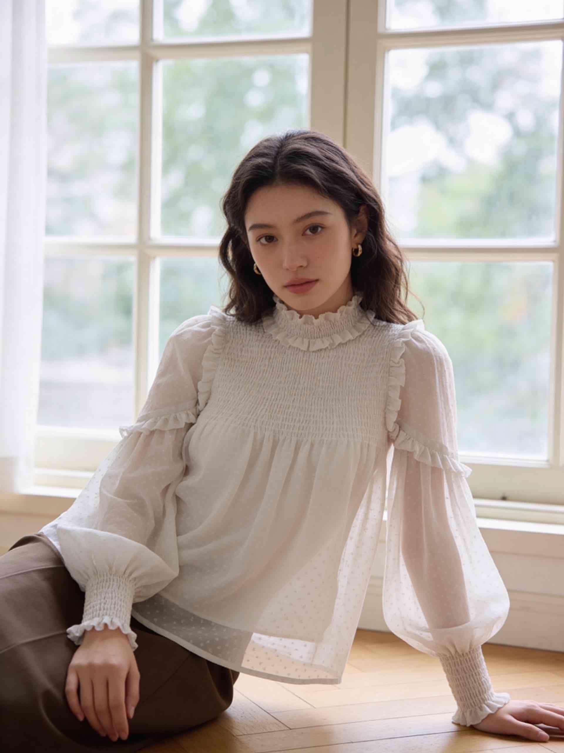 Blusa Blanca Otoñal Romántica Zara - 3