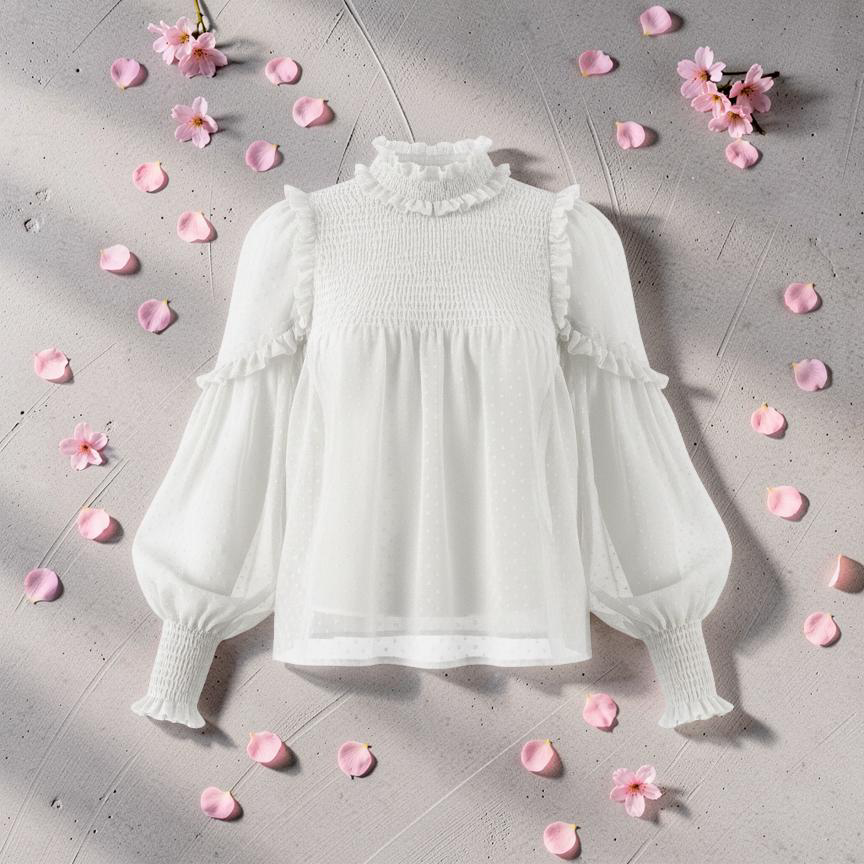 Blusa Blanca Otoñal Romántica Zara - 4