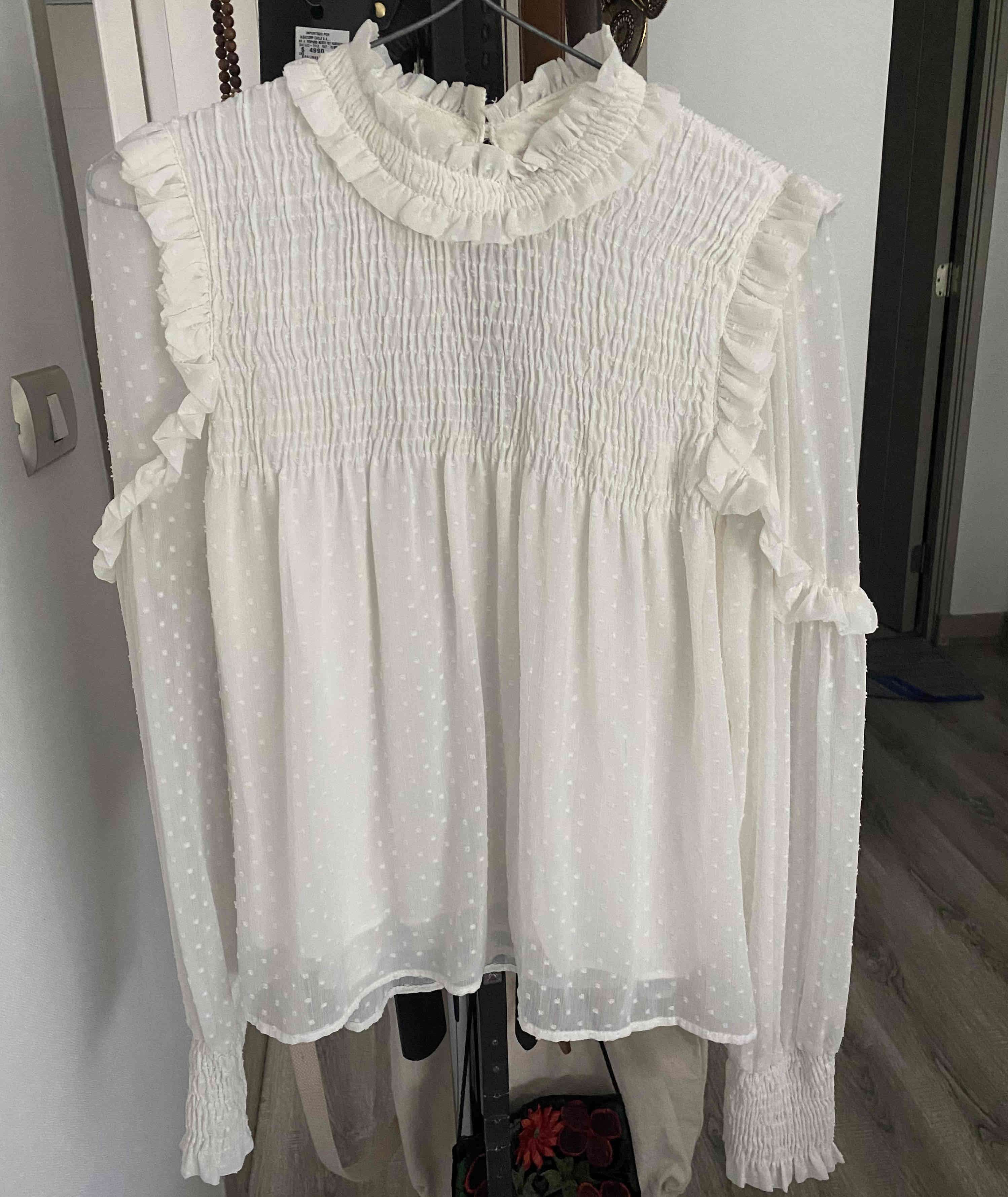Blusa Blanca Otoñal Romántica Zara - 5