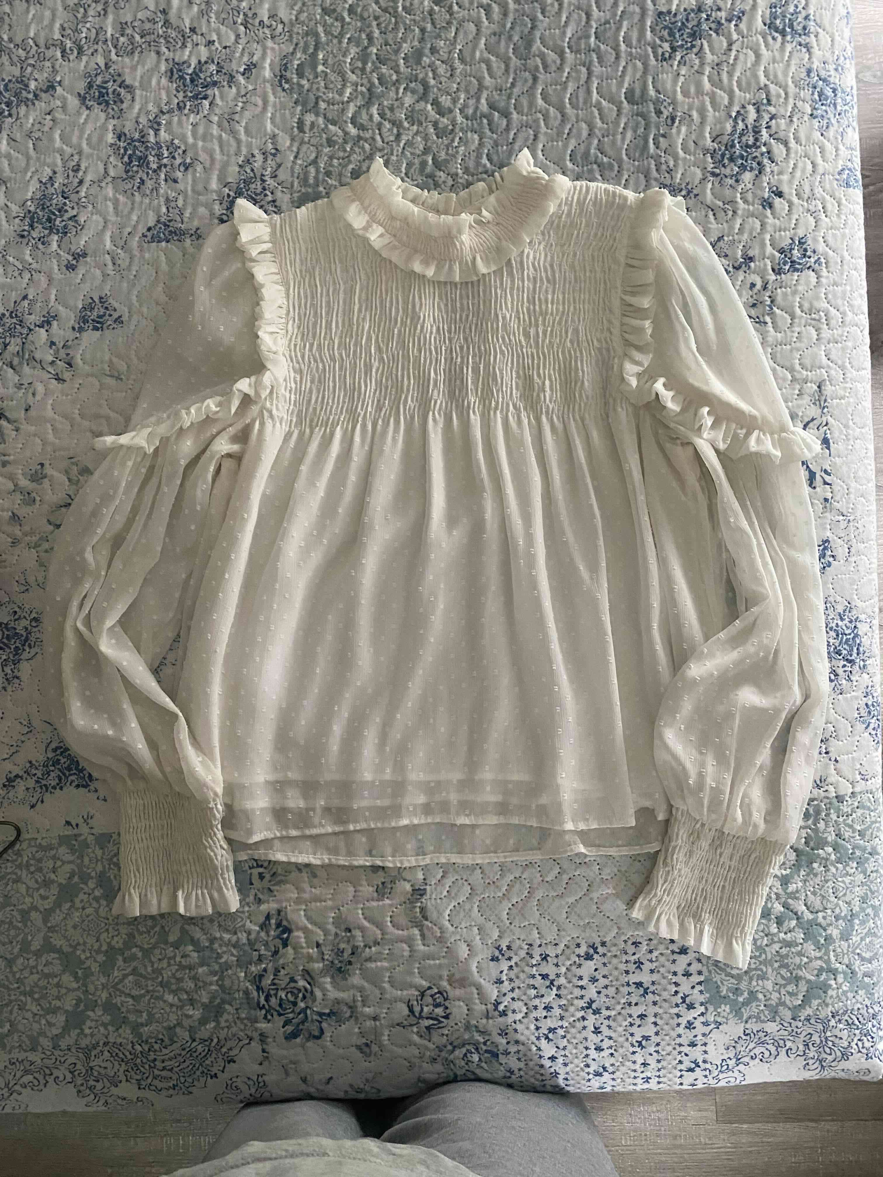 Blusa Blanca Otoñal Romántica Zara - 6