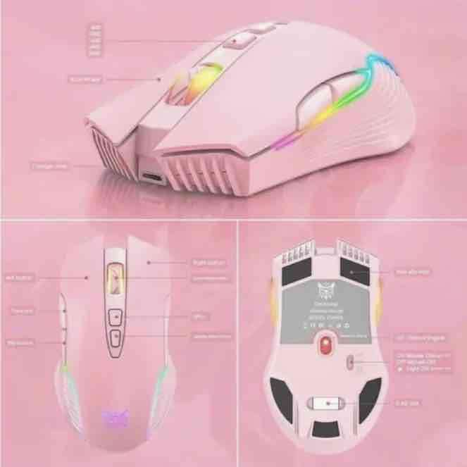 Teclado y ratón gamer rosa Onikuma - miniatura 6