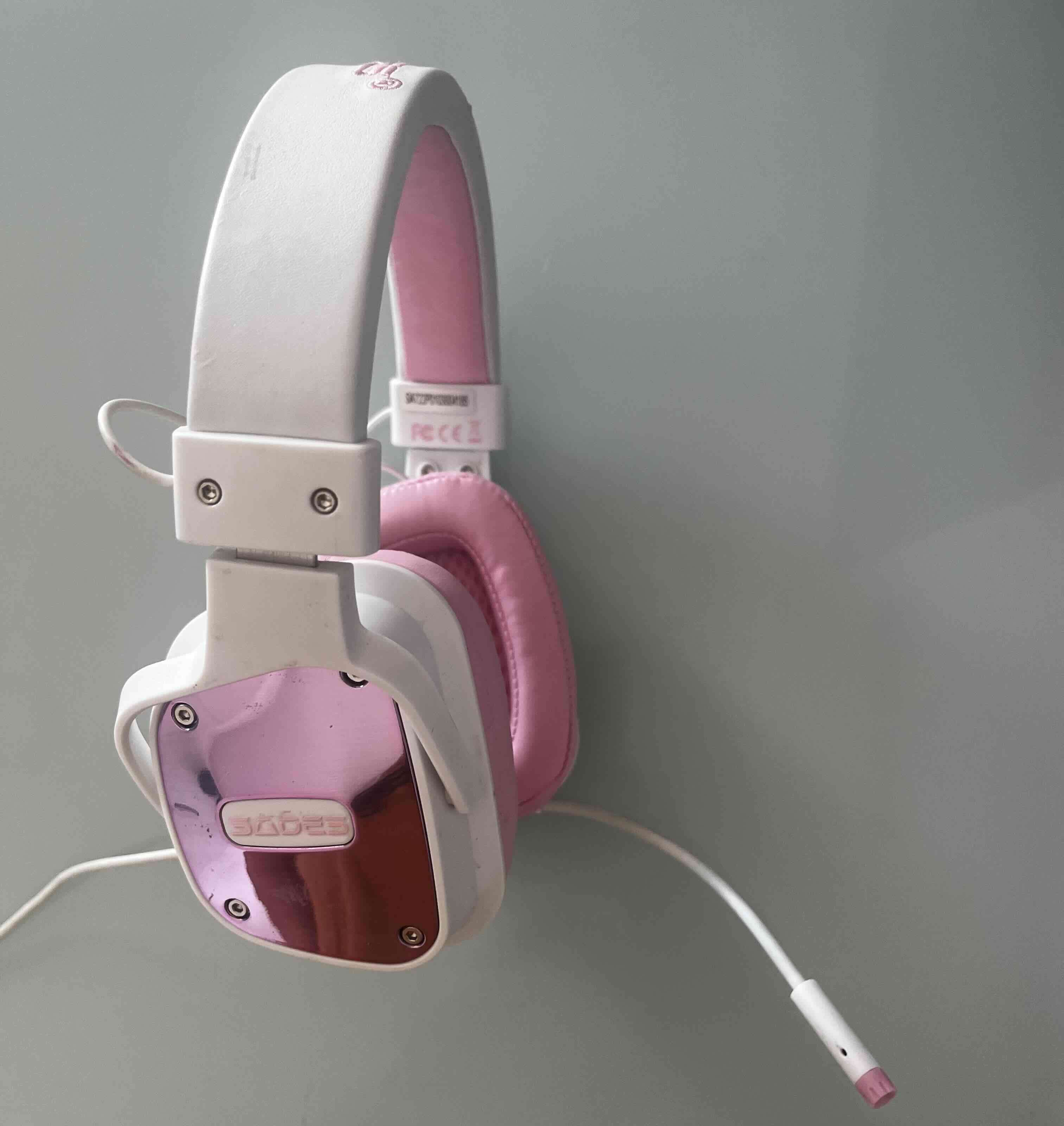 Auriculares rosas con micrófono - 2