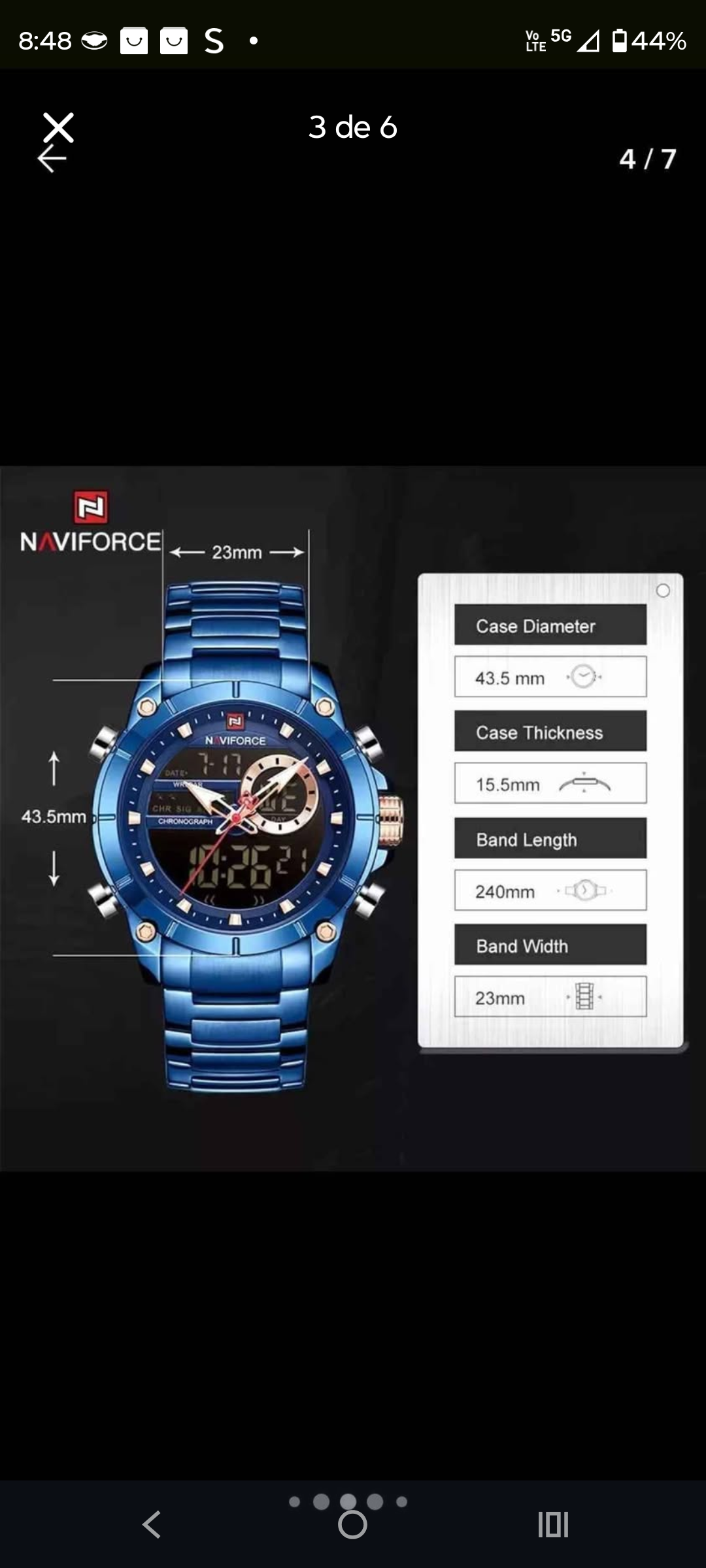 Reloj cronógrafo azul Naviforce - 3