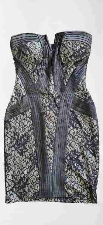 Vestido strapless encaje negro - miniatura 2