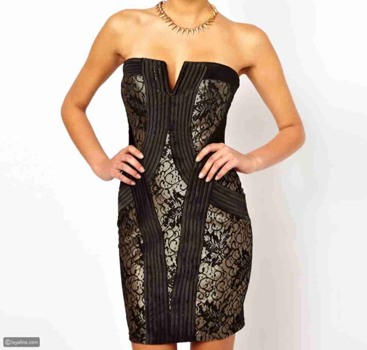Vestido strapless encaje negro - miniatura 3