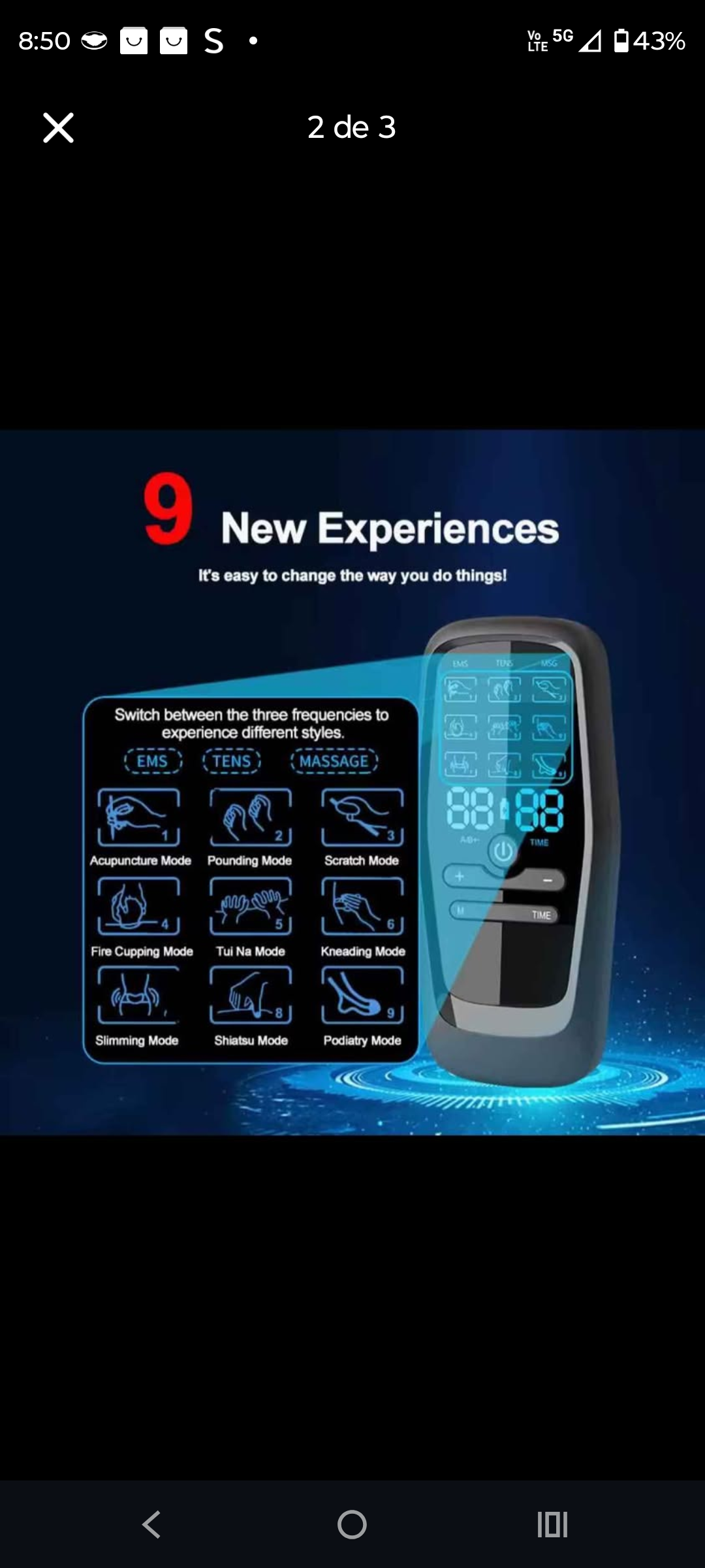 Masajeador portátil EMS/TENS - miniatura 1