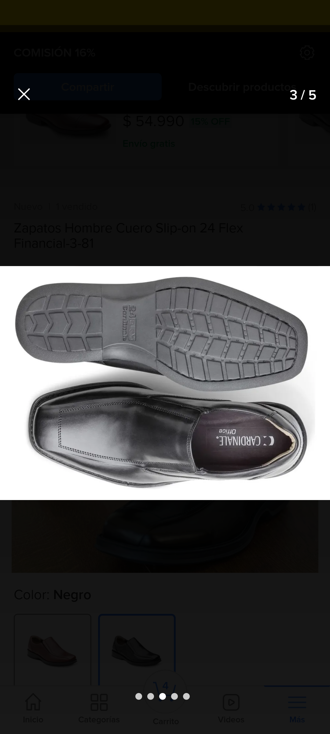 Zapatos hombre cuero negro - miniatura 2