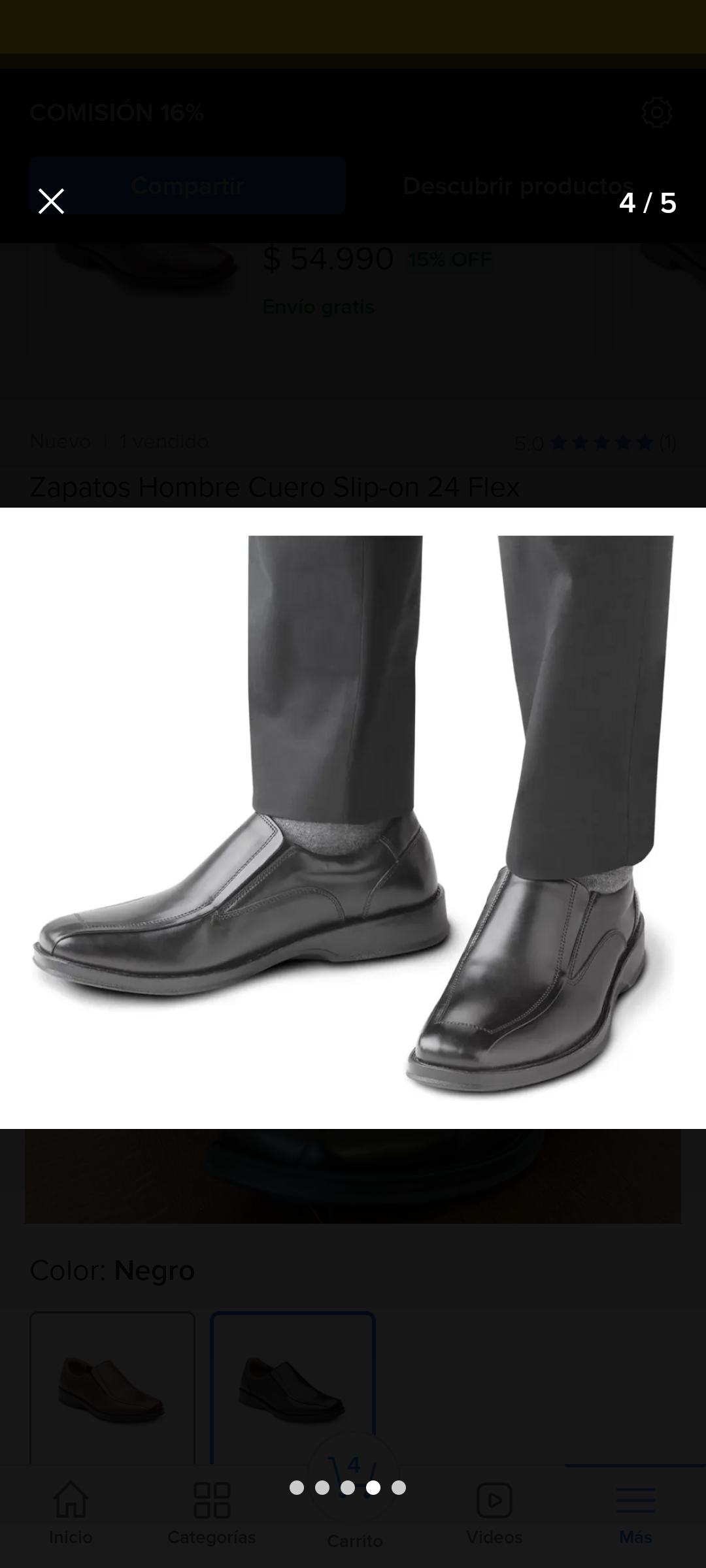 Zapatos hombre cuero negro - miniatura 3