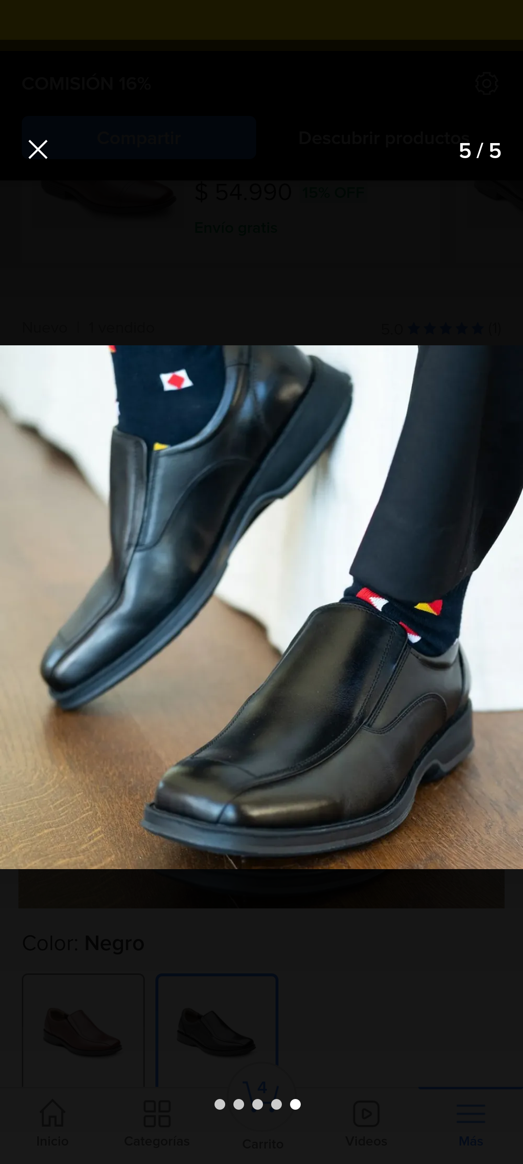 Zapatos hombre cuero negro - miniatura 4