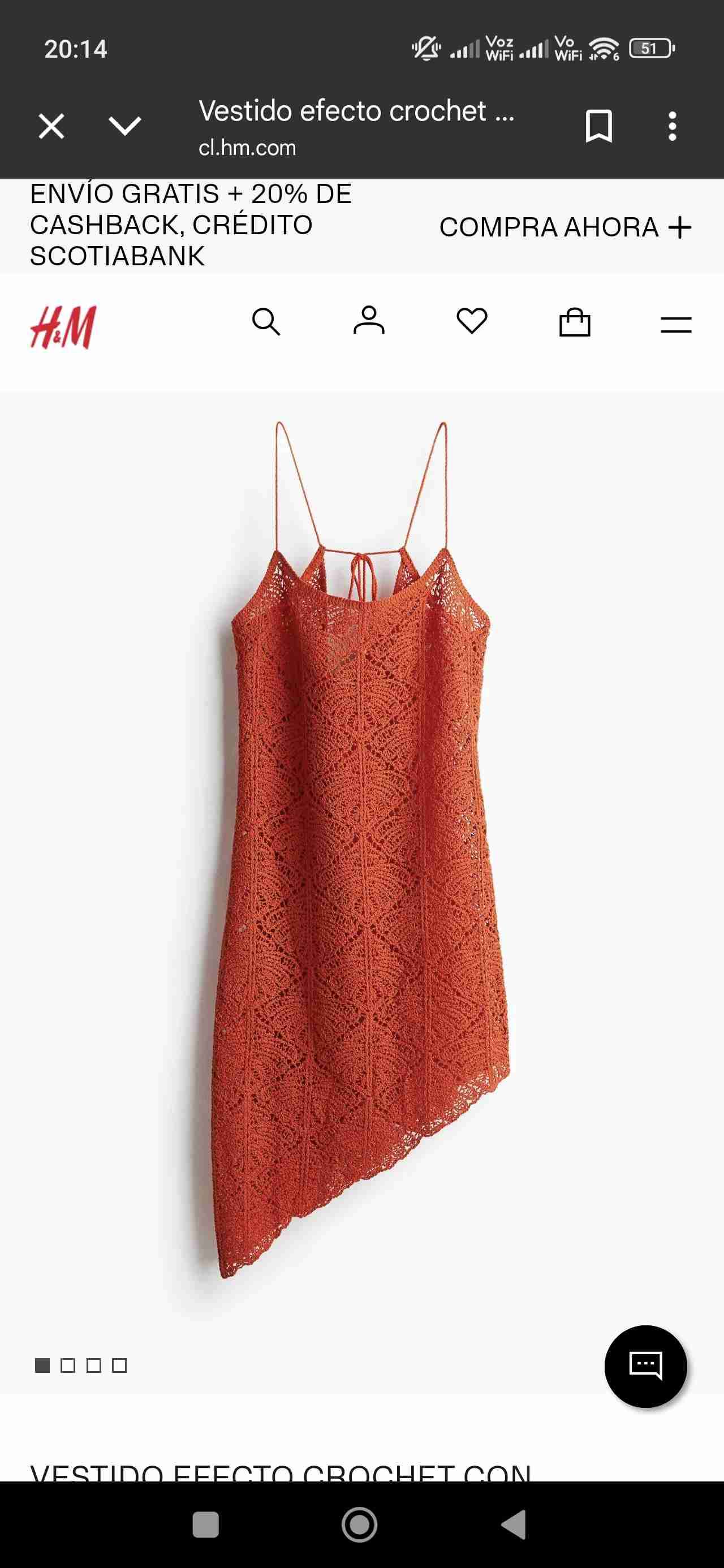 Vestido efecto crochet naranja