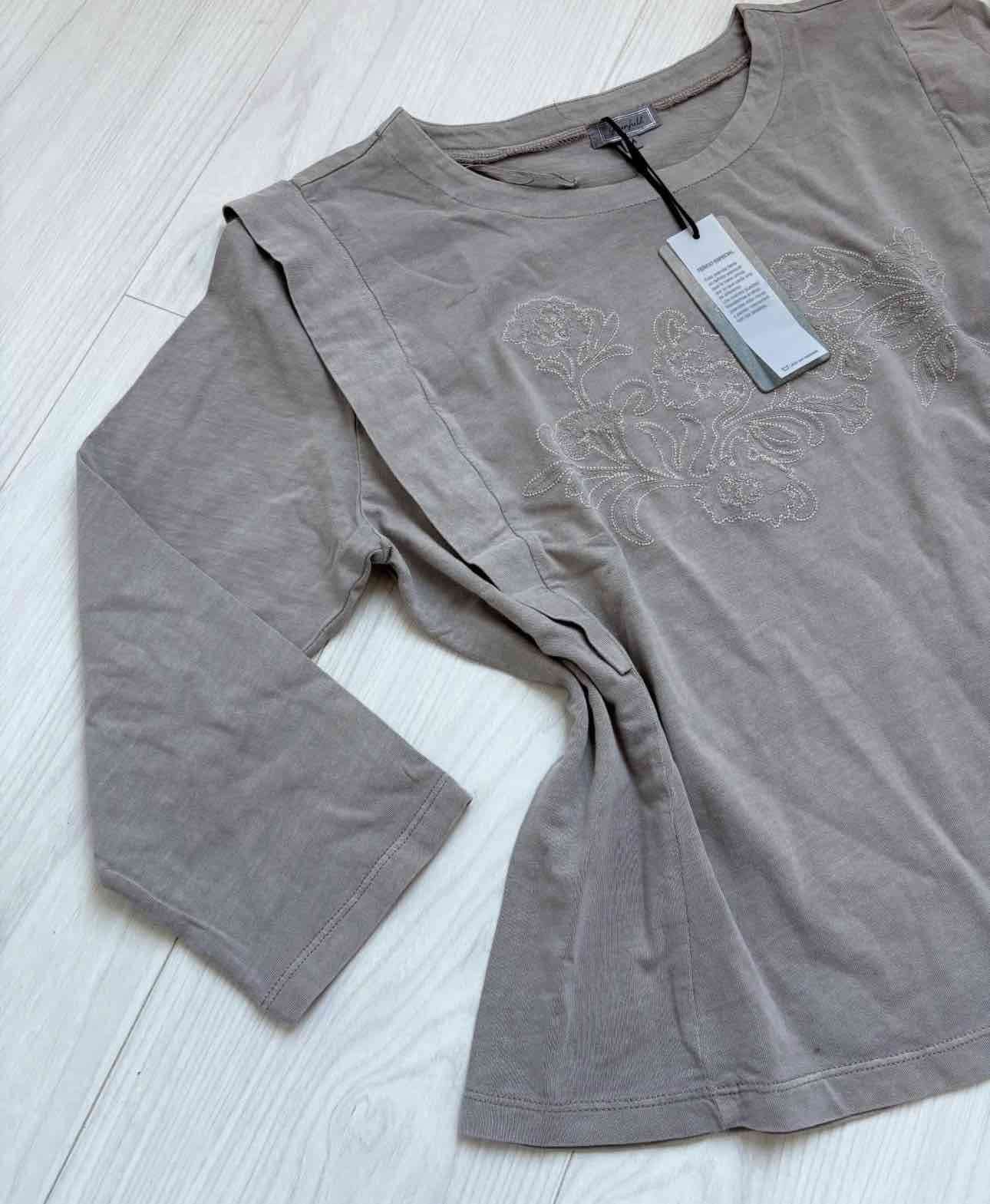 Polera beige con bordado floral - miniatura 3