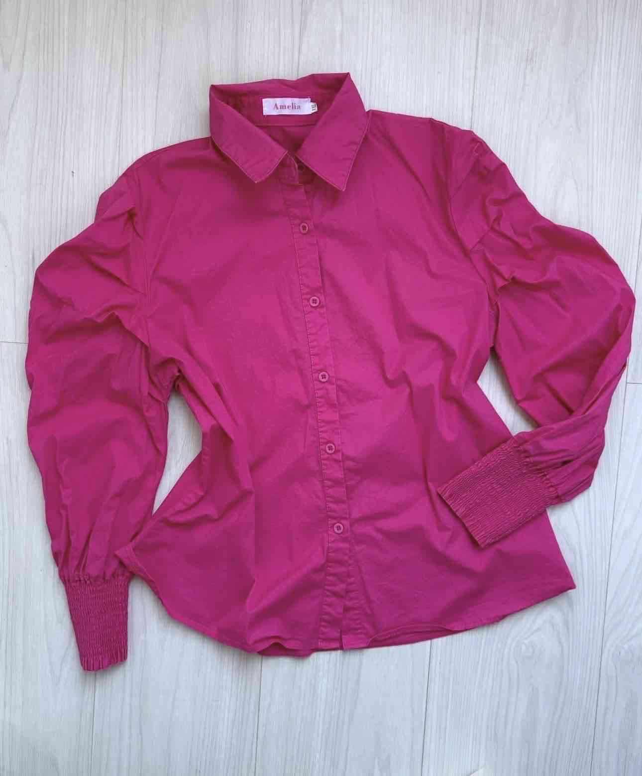 Blusa fucsia de manga larga - 1