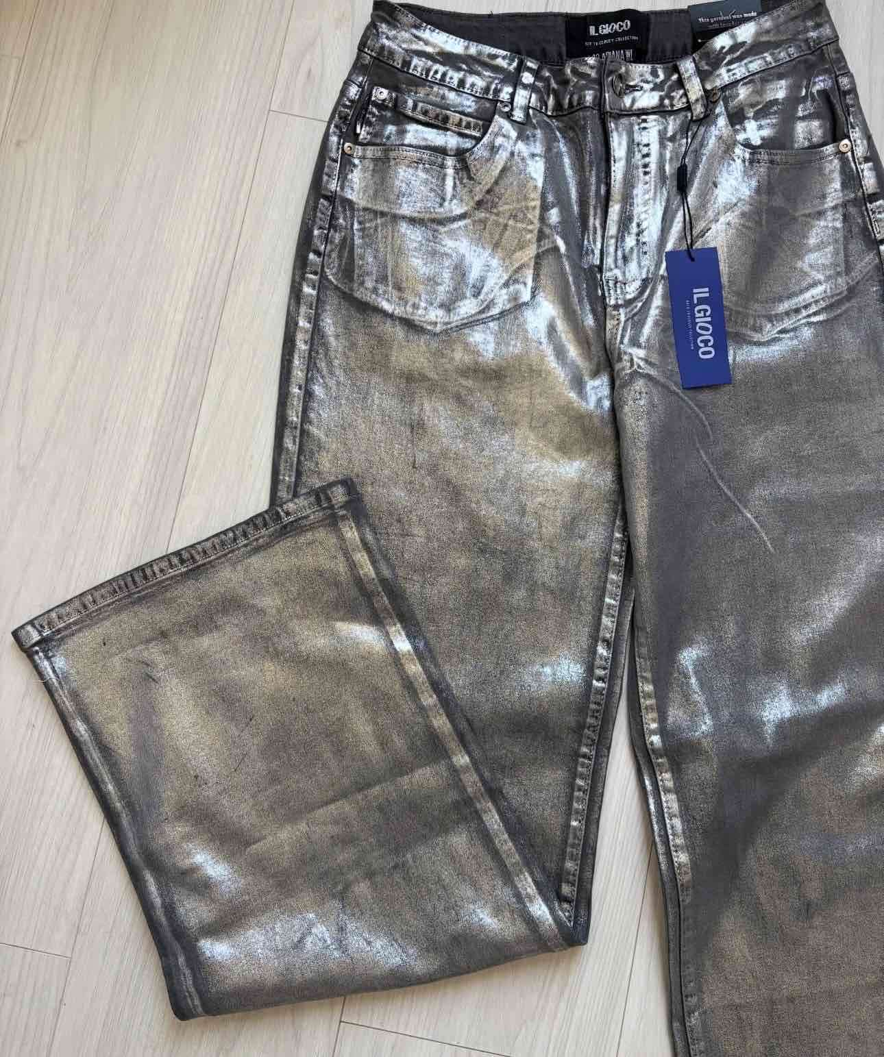 Jeans wide leg plateados IL Giocco - miniatura 2