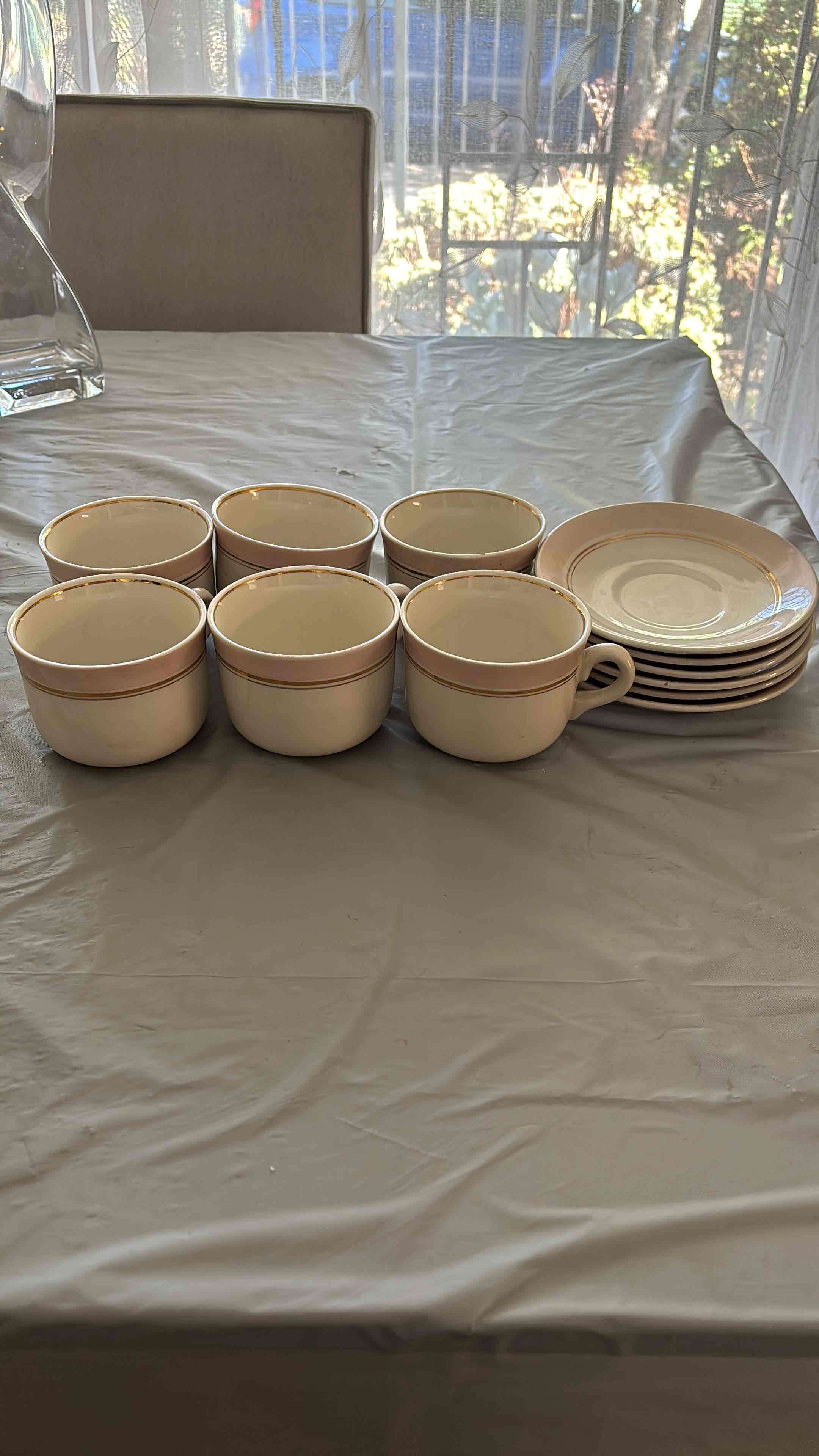 Juego de tazas de 6 con platos rosa dorados - 1