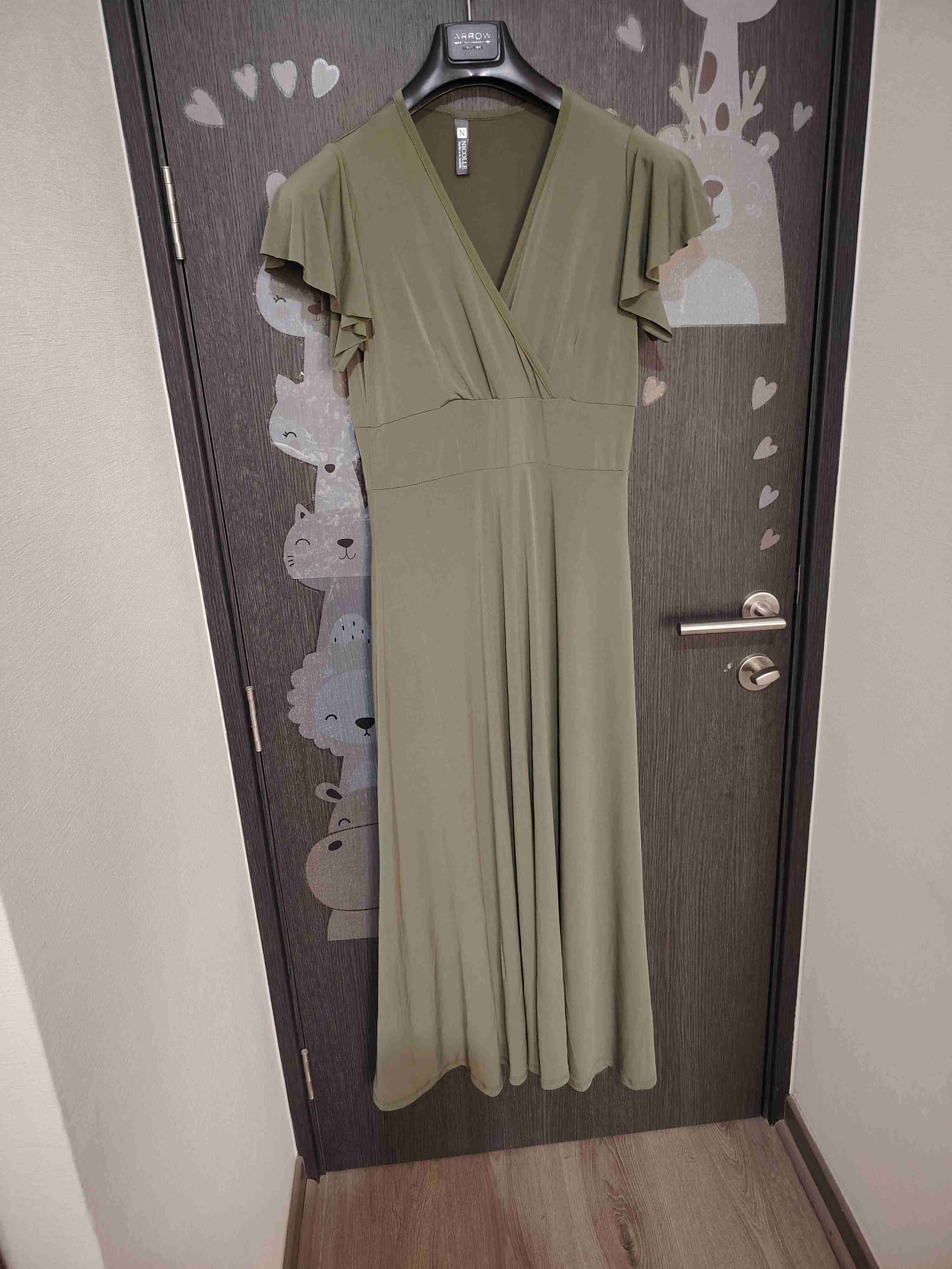 Vestido largo lila con volantes - miniatura 2