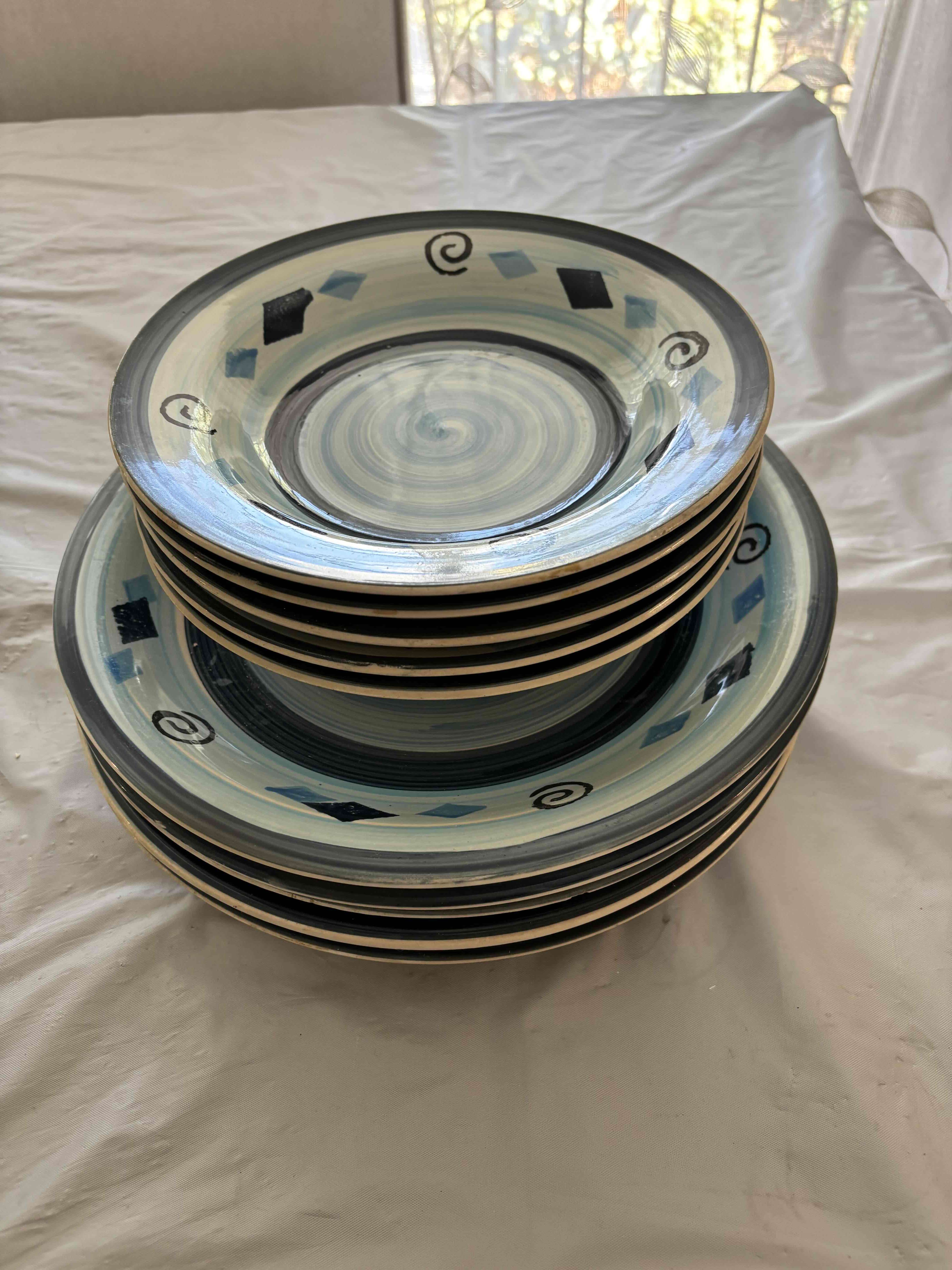 Set de 5  platos de cerámica azul