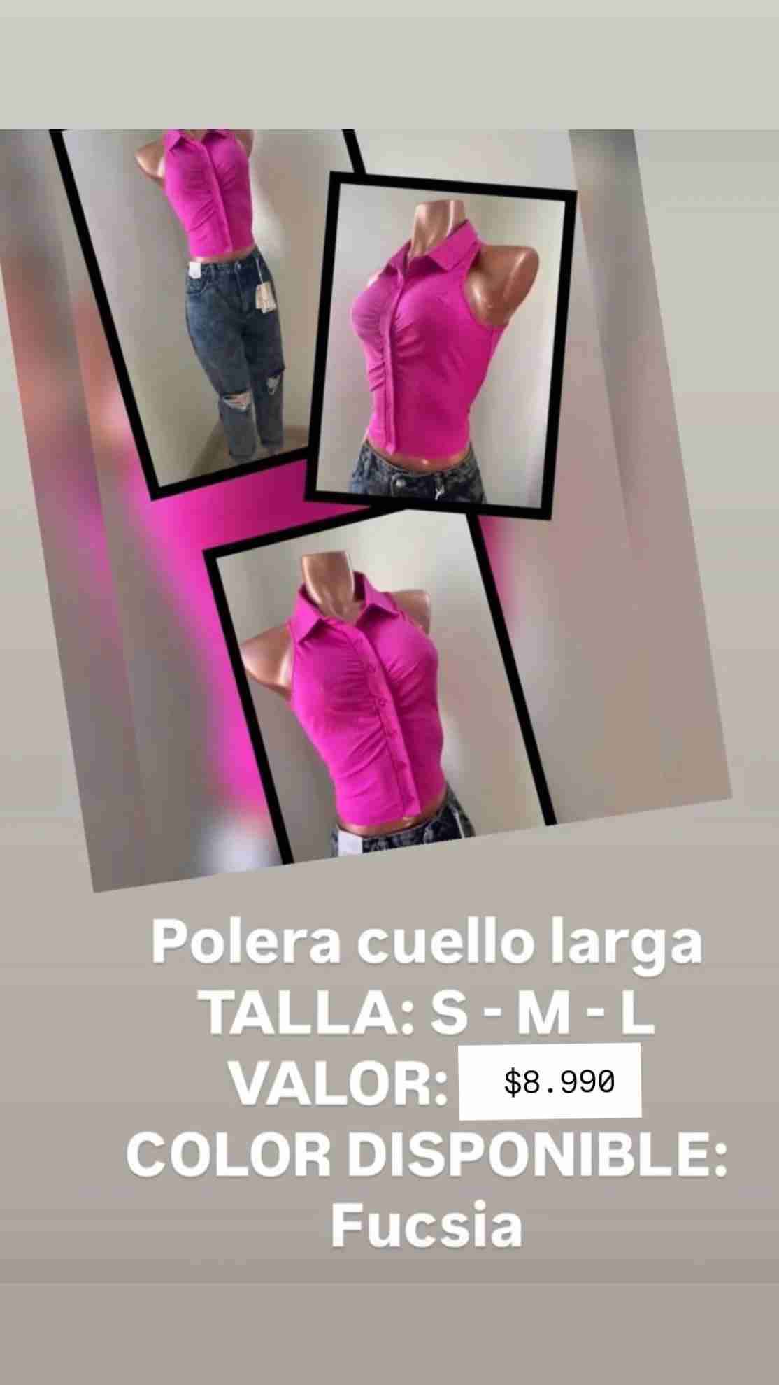 Polera fucsia cuello largo