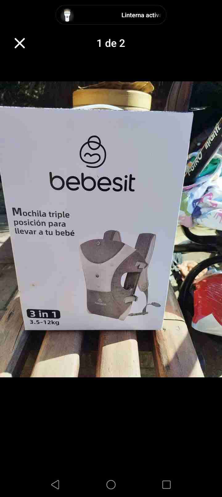 Portabebé Bebesit gris y blanco - miniatura 2