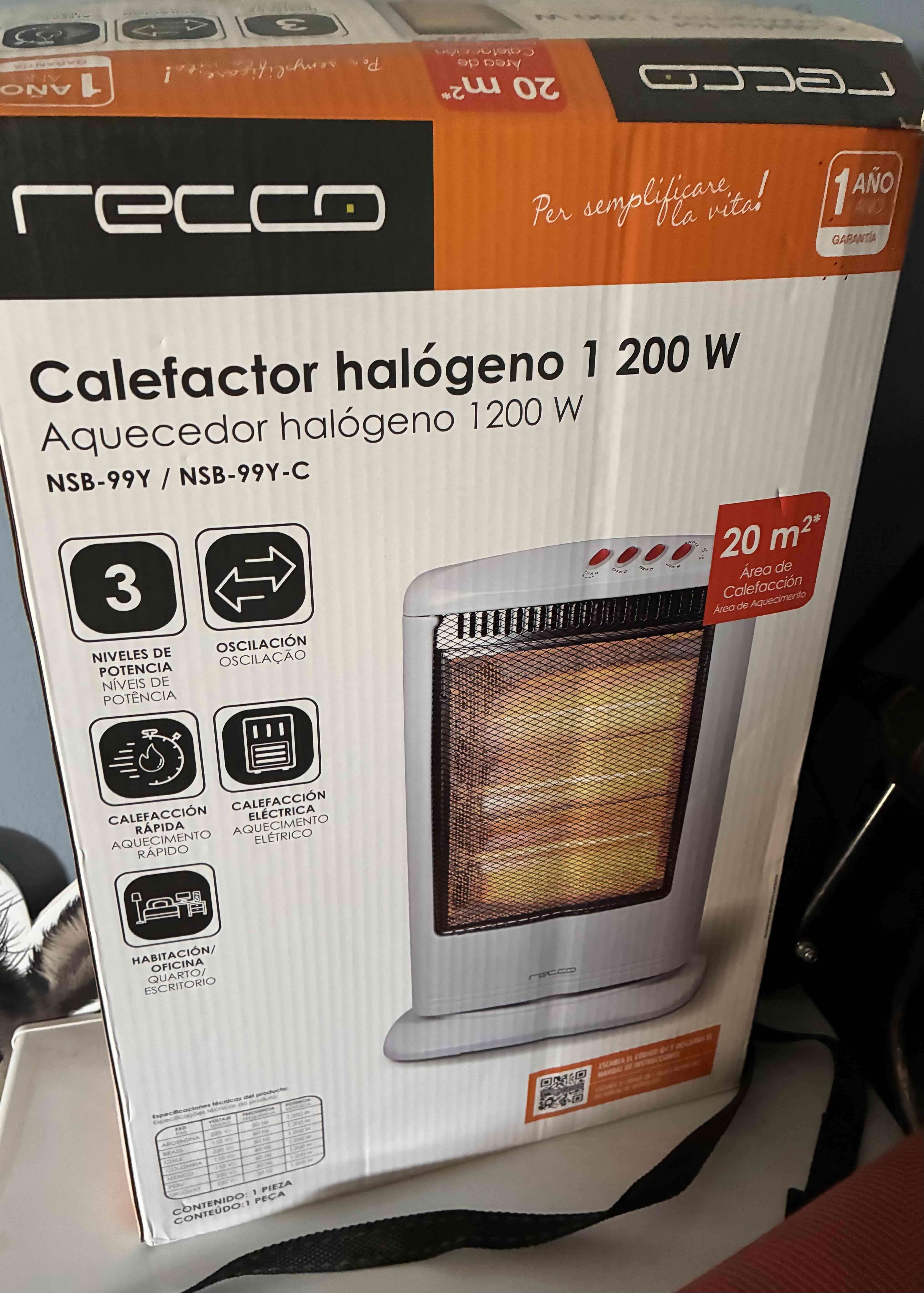 Calefactor halógeno 1200W Recco