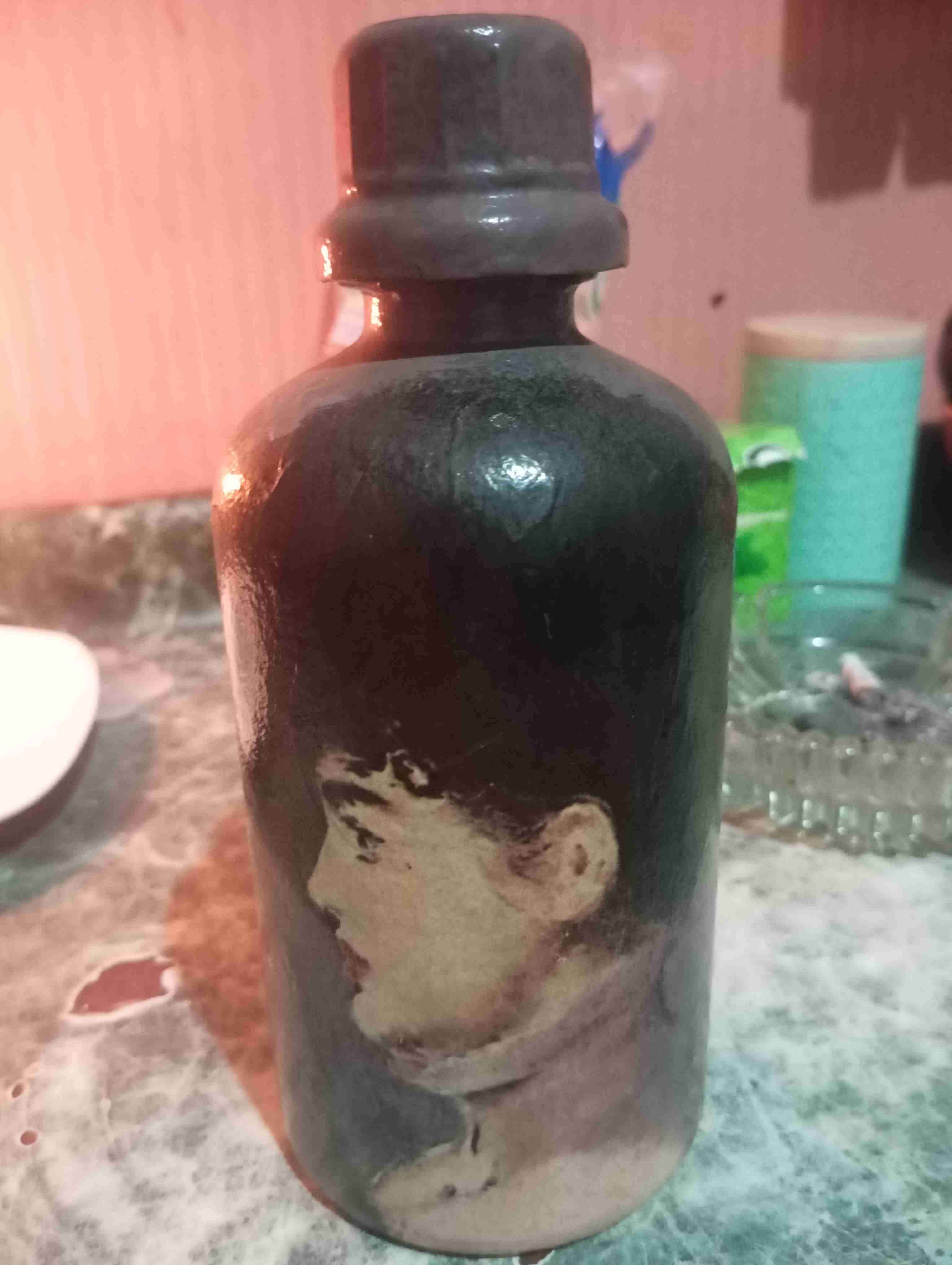 Botella de vidrio ámbar con asa - miniatura 5