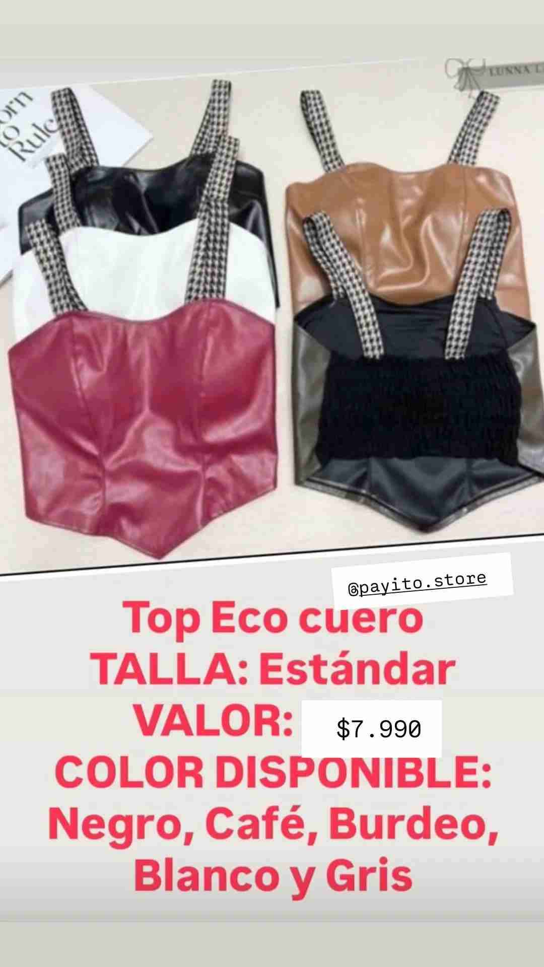 Top eco cuero colores variados