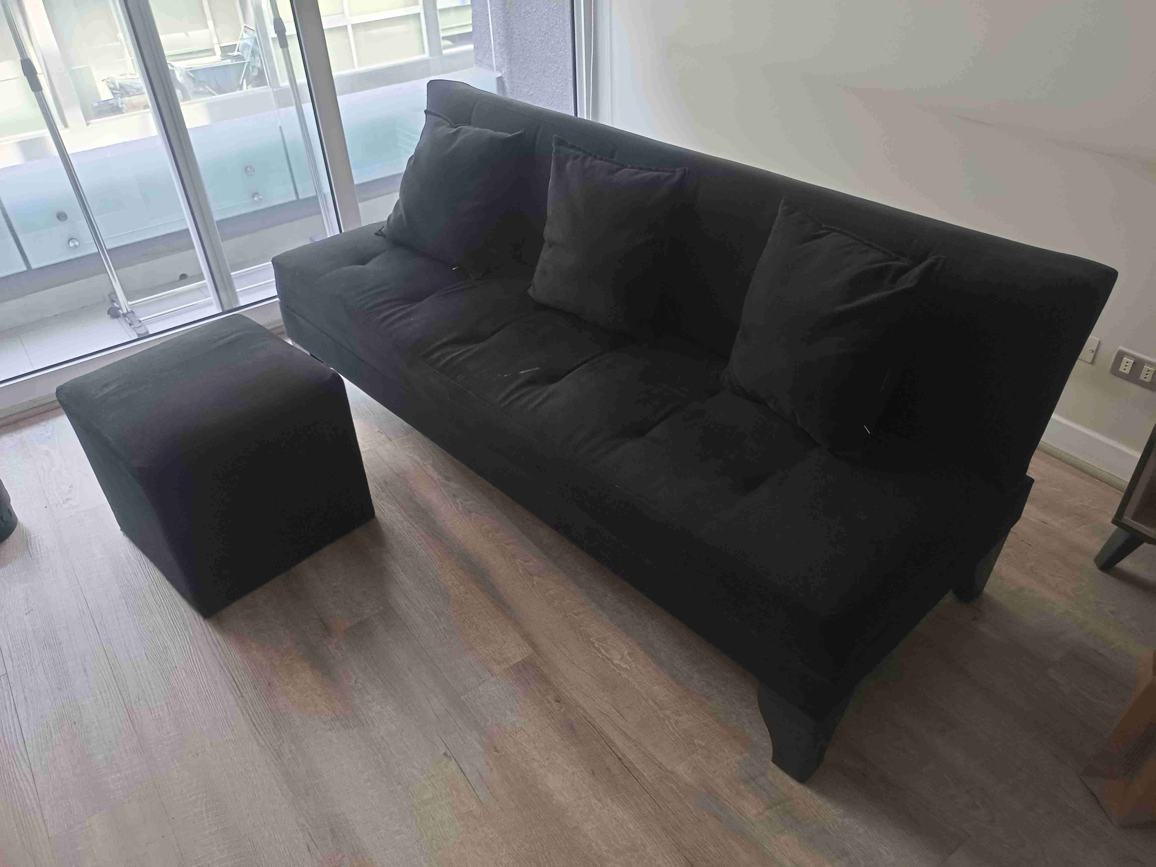 Futon negro de felpa - 2