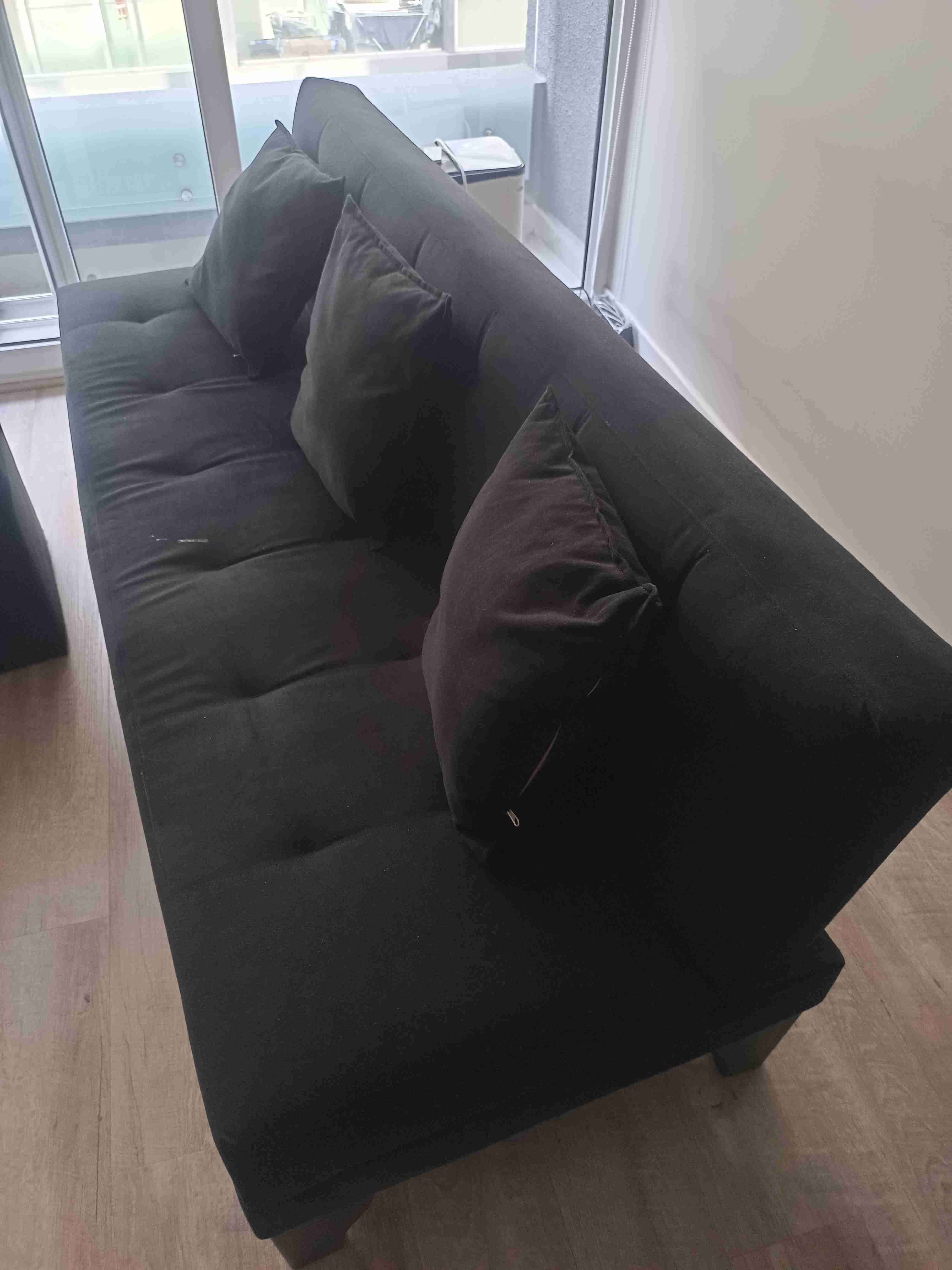Futon negro de felpa - 3